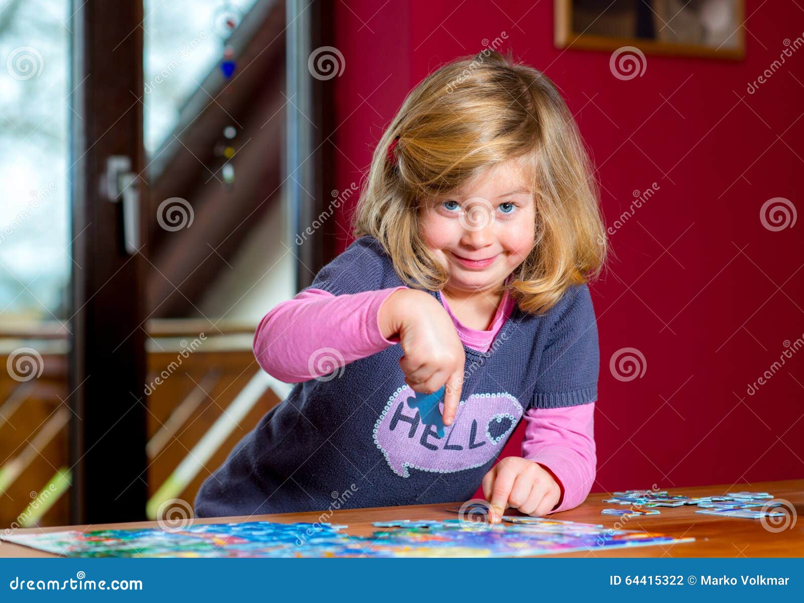 Little Girl Doing a Jigsaw Puzzle Stock Photo Image of puzzles