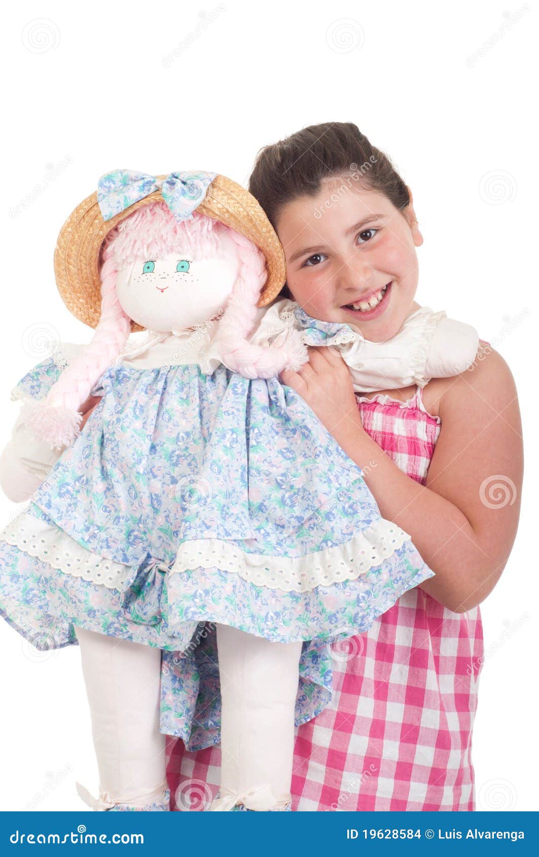 Little girl with doll stock photo. Image of person, little 19628584