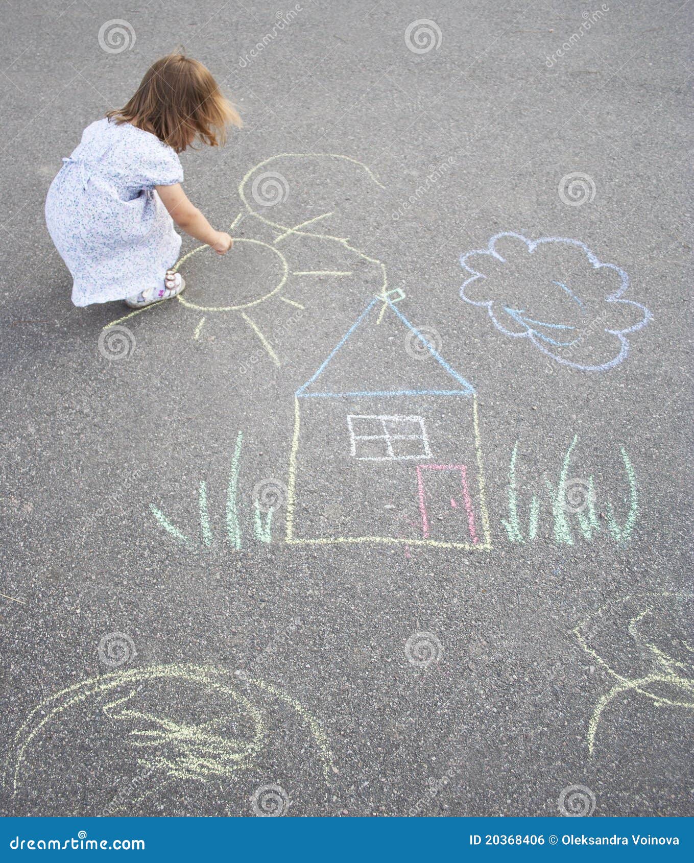 Little Girl Drawing Outdoors Stock Photo Image of learning, enjoyment