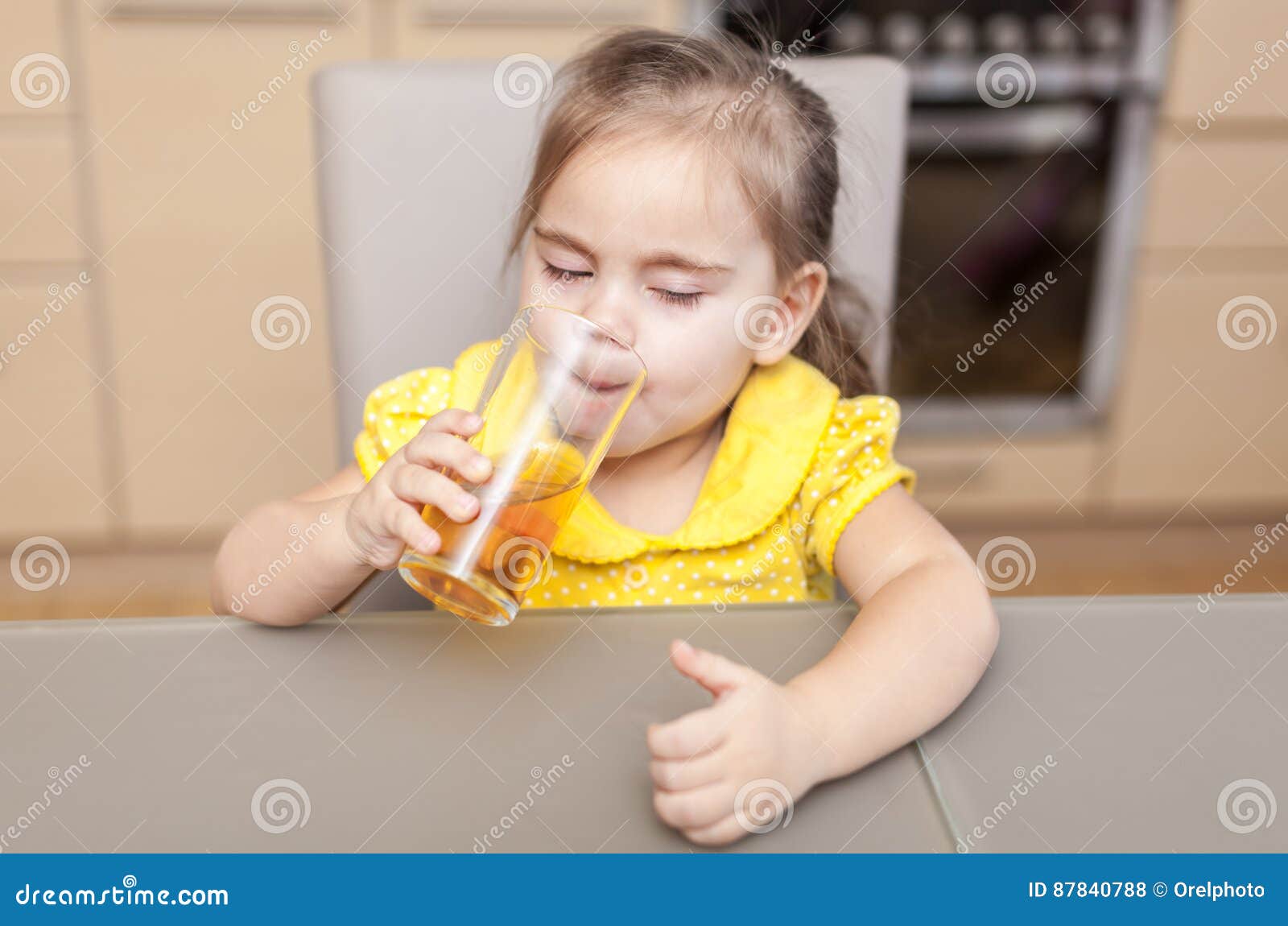 Little Girl Drinking Apple Juice Stock Photo Image of health, girl