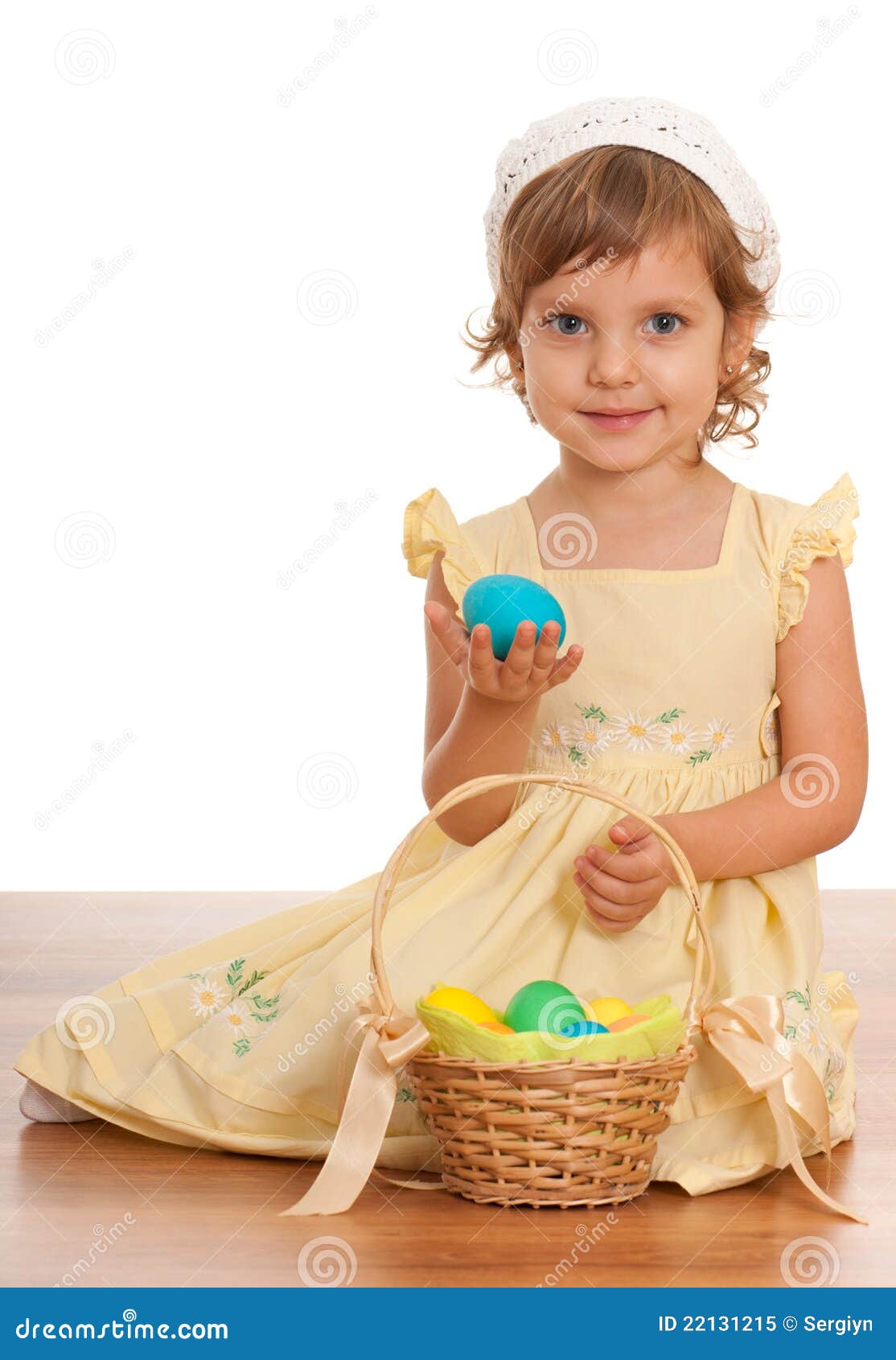 Little Girl with Easter Basket Stock Image Image of little, floor
