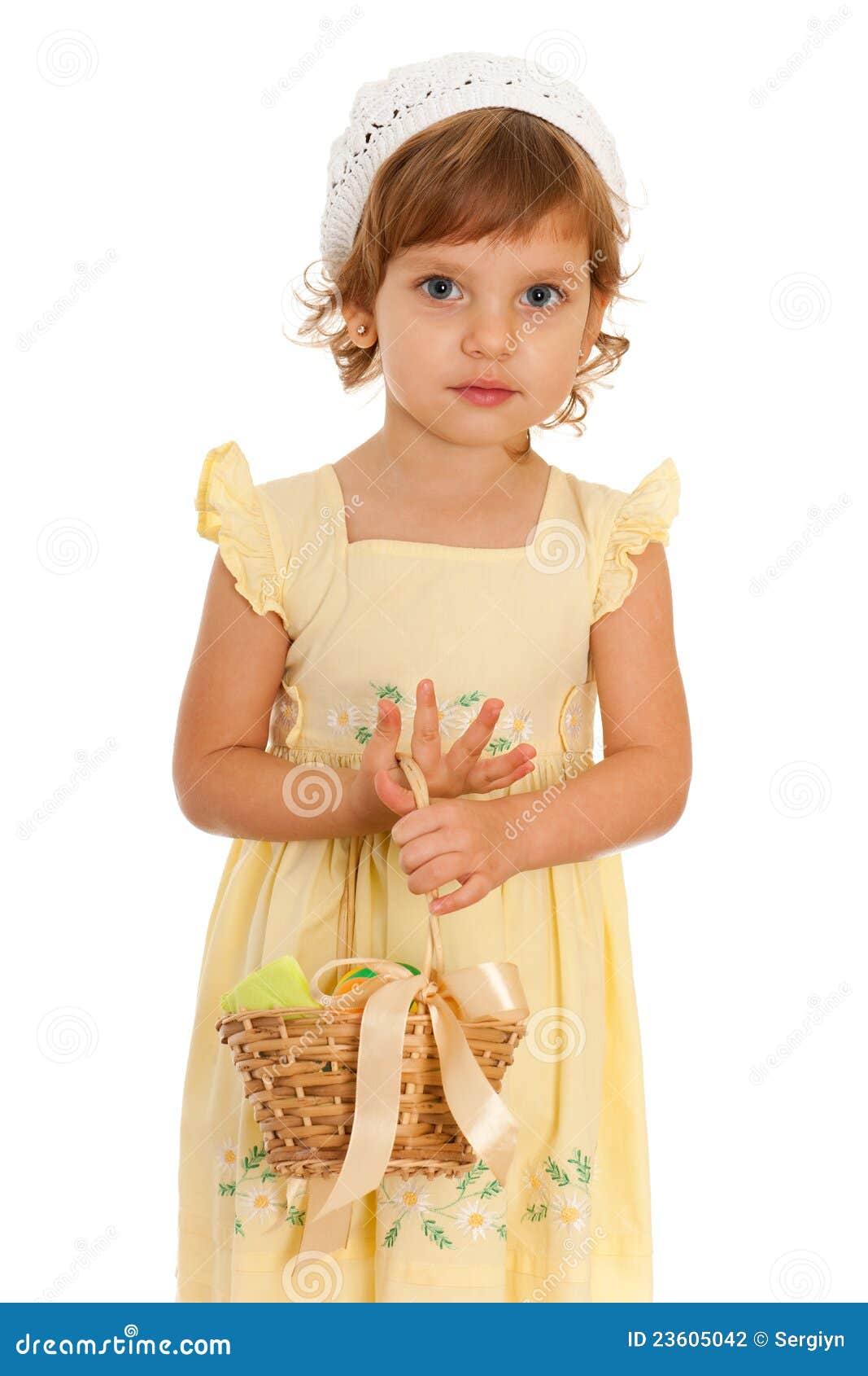 Little Girl with Easter Basket Stock Photo Image of think, isolated
