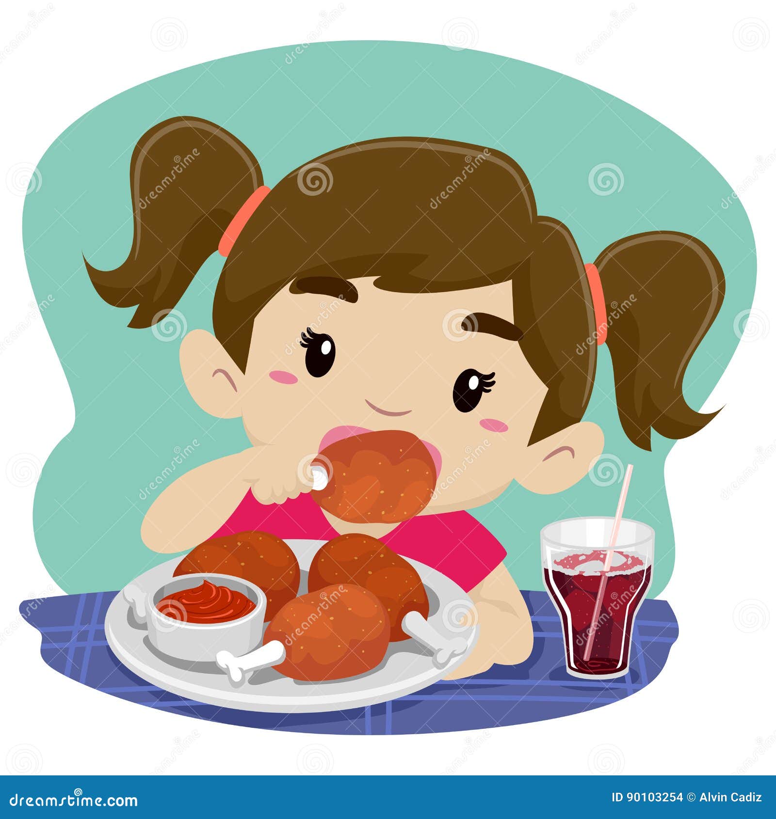 Little Girl Eating Chicken with Soda Stock Vector - Illustration of drinks, pops: 90103254 Little Girl Eating Chicken with Soda Stock Vector - Illustration of drinks, pops: 90103254