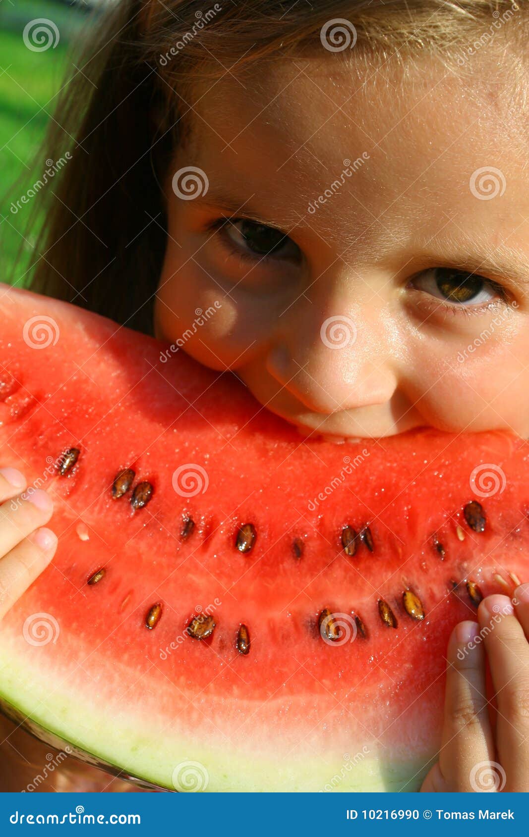 Little girl eating melon stock photo. Image of fresh 10216990
