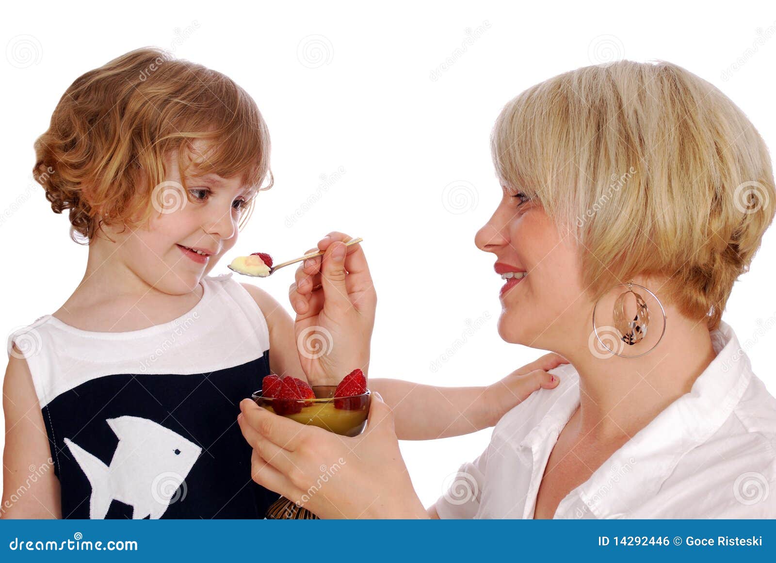 Little Girl Eating Pudding with Stock Photo Image of lady, blonde
