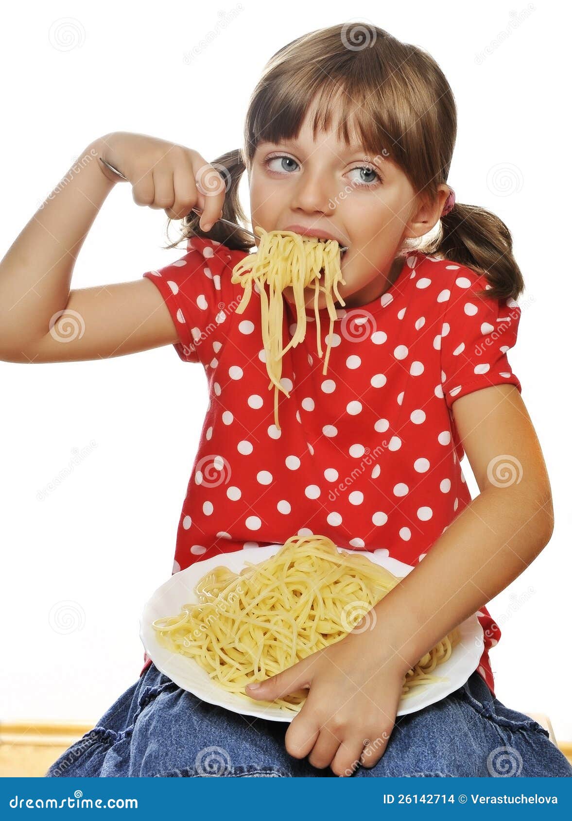 Little Girl Eating Spaghetti Stock Images Image 26142714