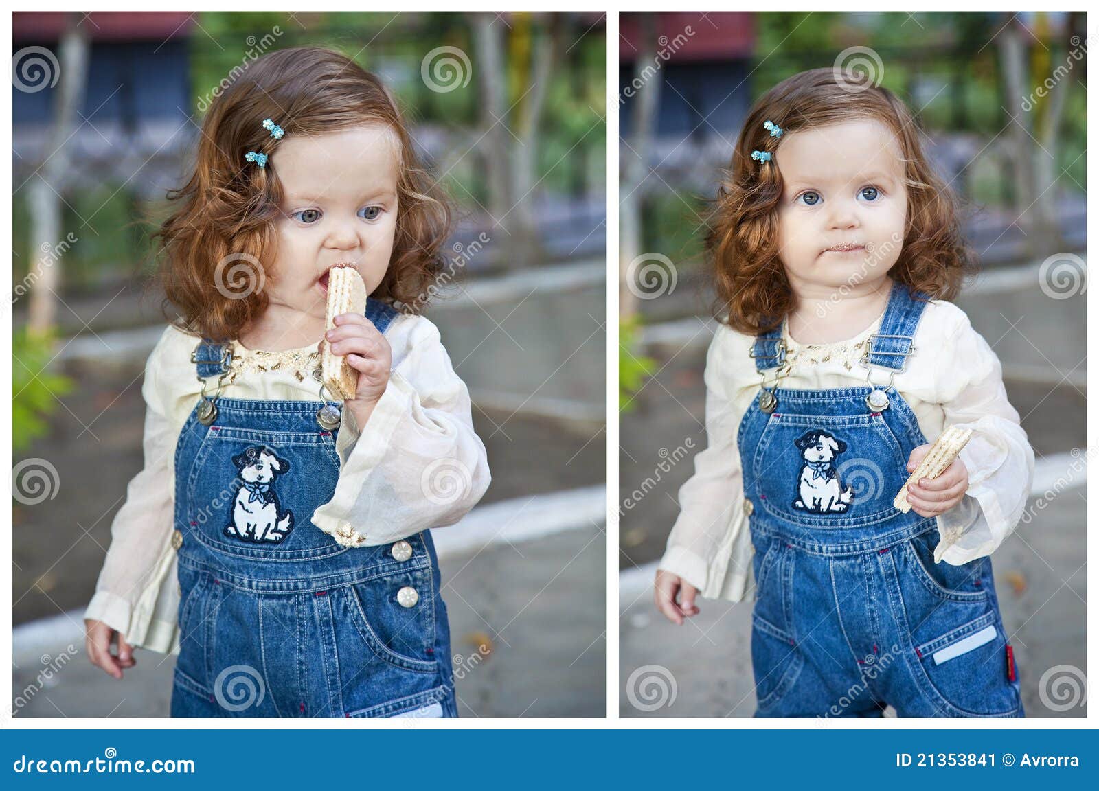 Little girl eating wafer stock image. Image of park, childhood 21353841
