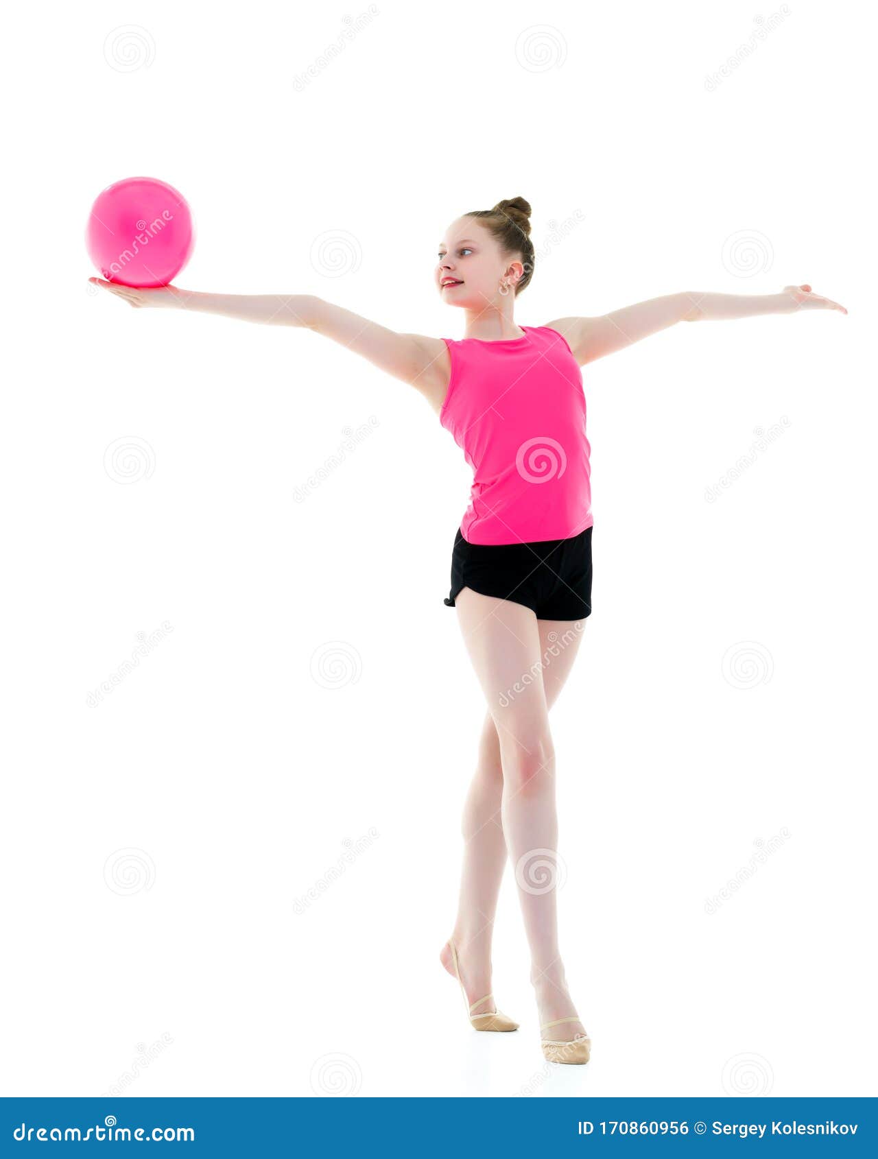 Little Girl is Engaged in Fitness with a Ball. Stock Photo - Image of ...