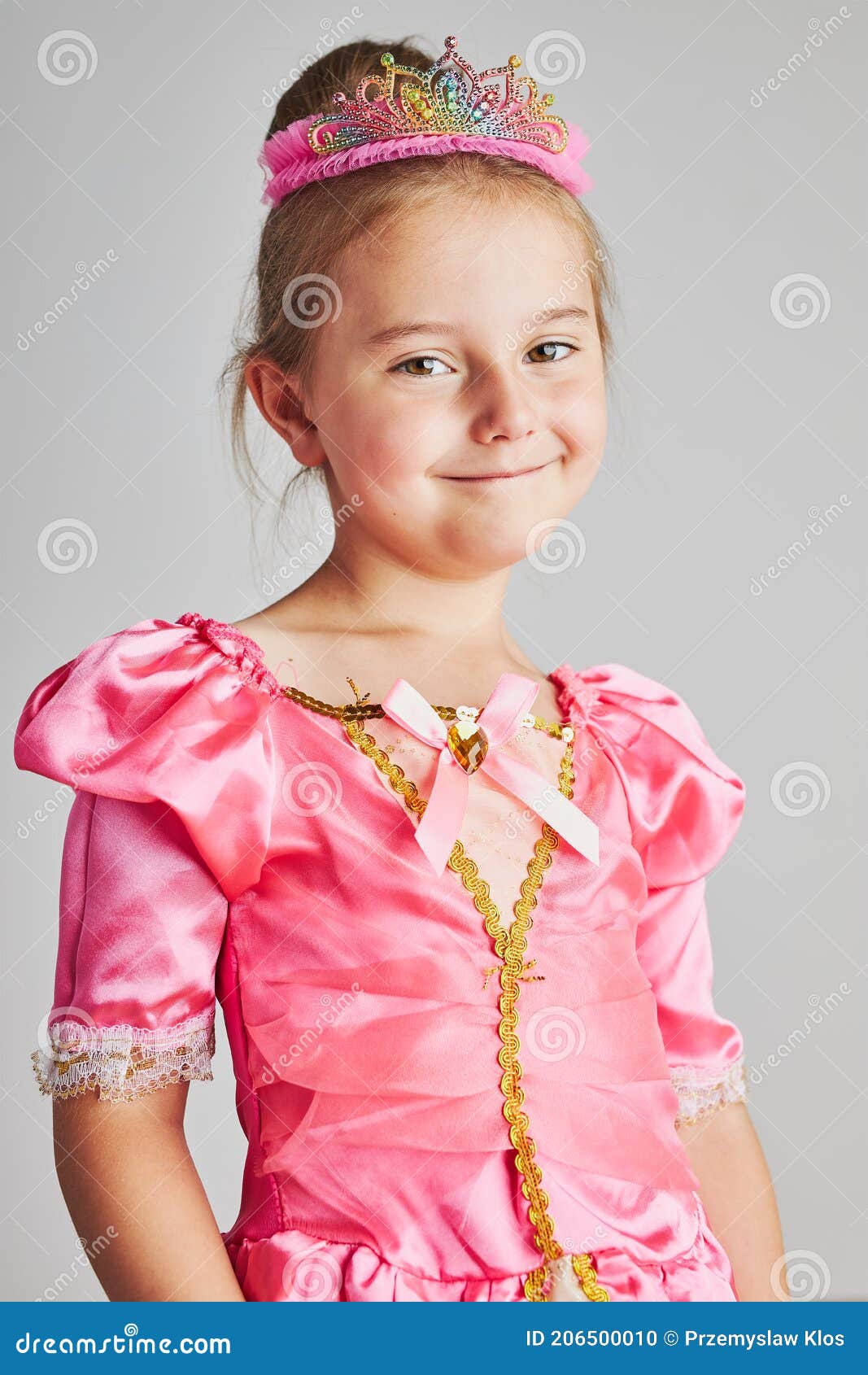 Little Girl Enjoying Her Role of Princess. Adorable Cute 5-6 Years Old Girl  Wearing Pink Princess Dress and Crown Stock Photo - Image of birthday,  background: 206500010