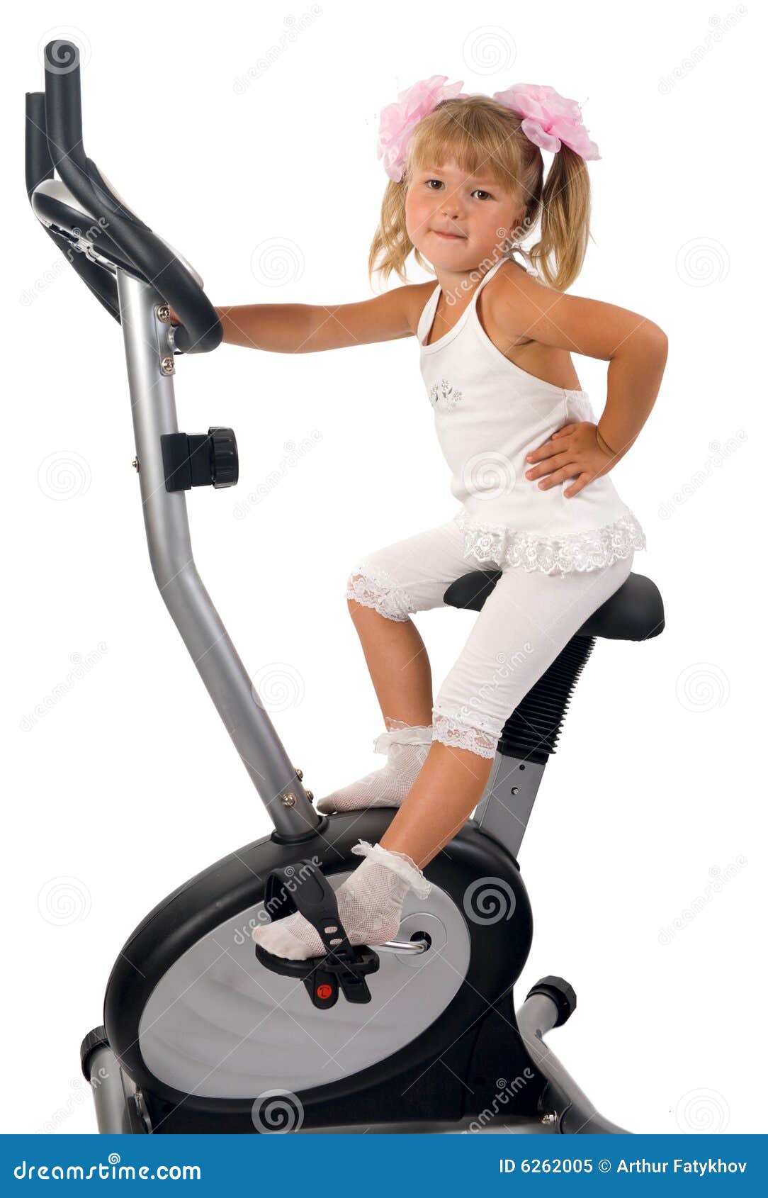 Little Girl on Exercise Bicycle Stock Image Image of baby, healthy