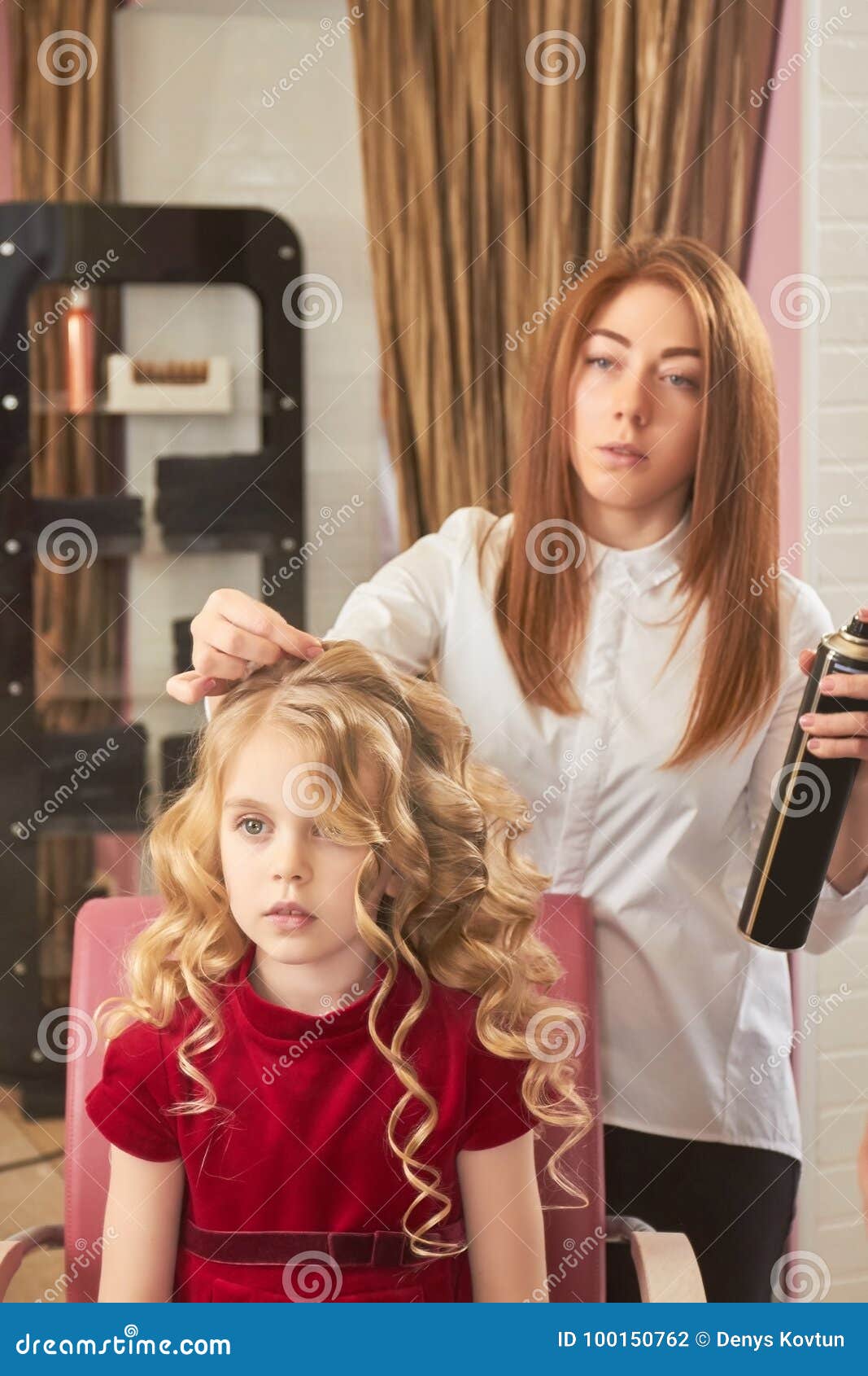 Little Girl and Female Hairstylist. Stock Photo - Image of child, charm ...