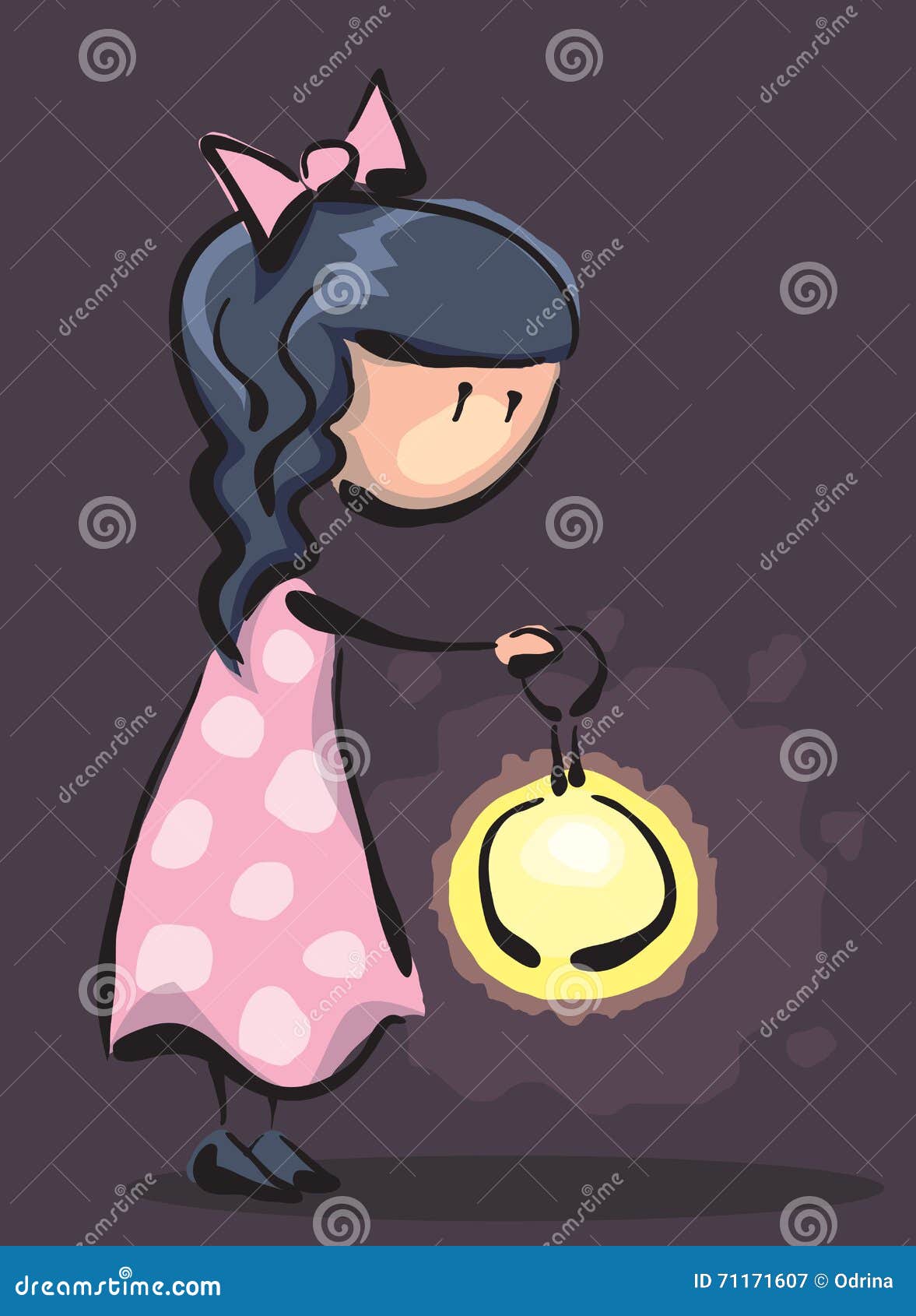Little Girl with a Flashlight Stock Vector Illustration of cartoon