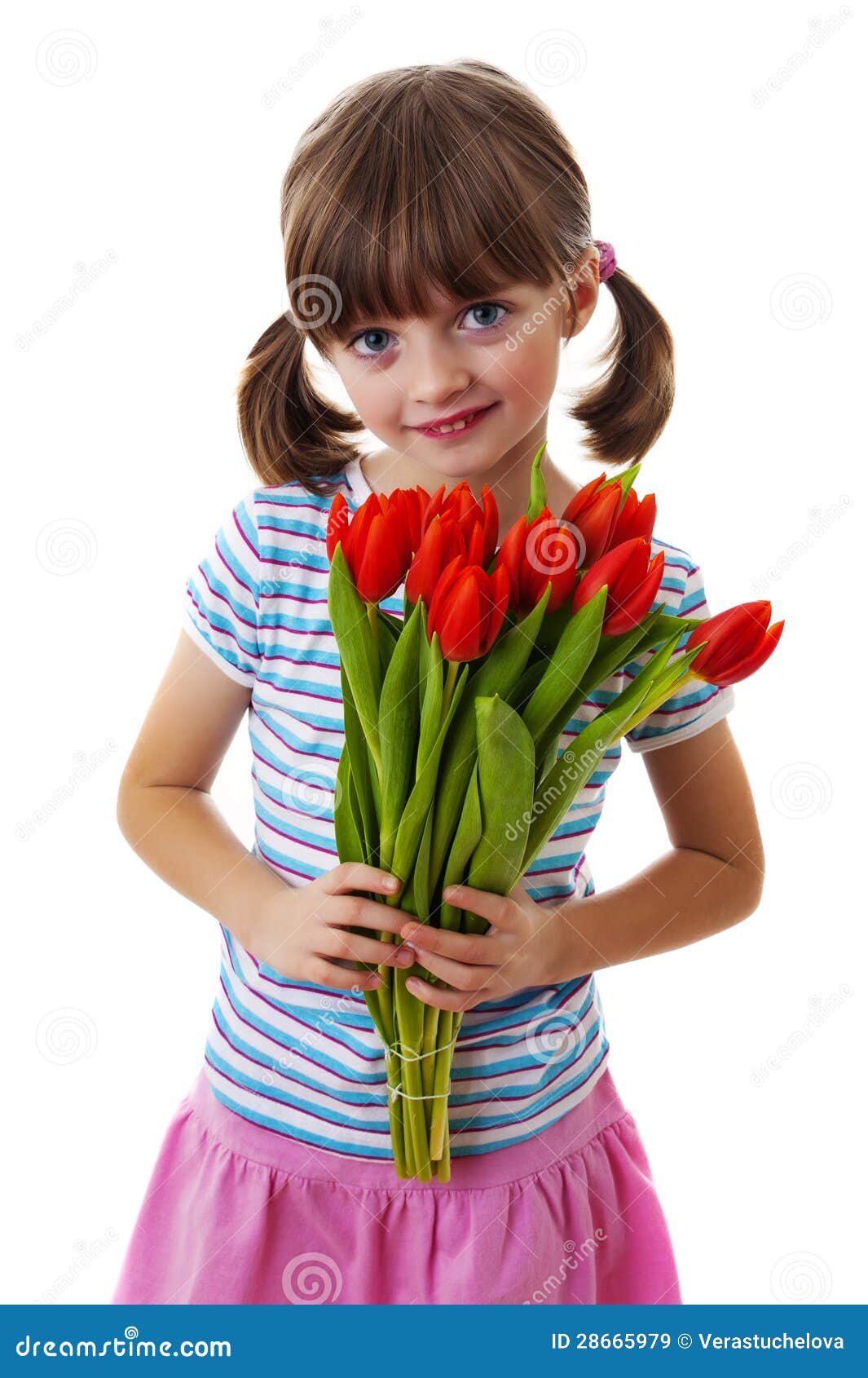 Little girl with flowers stock image. Image of bouquet 28665979