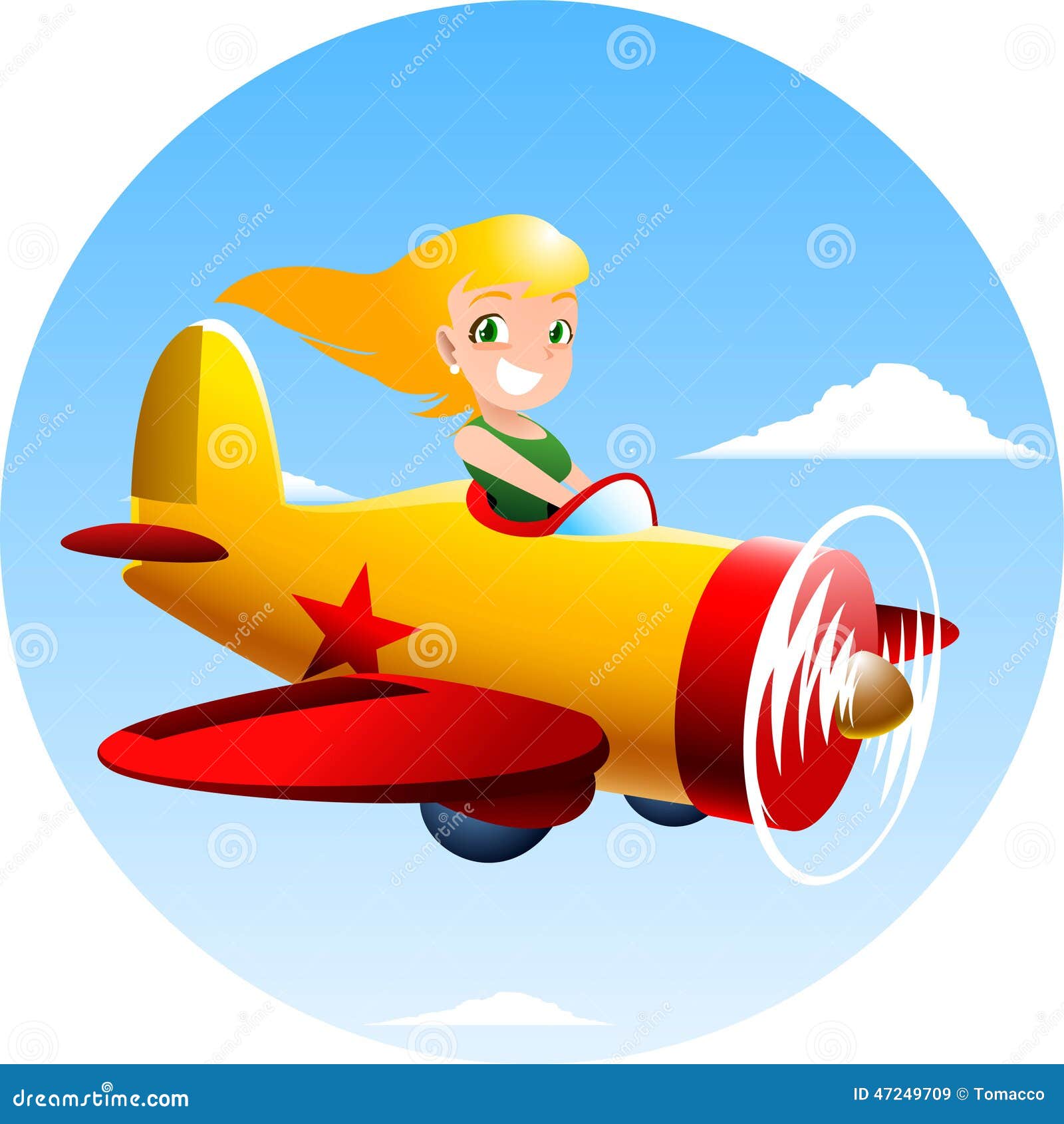 Little Girl Flying an Airplane Stock Illustration - Illustration of cartoon,  childhood: 47249709