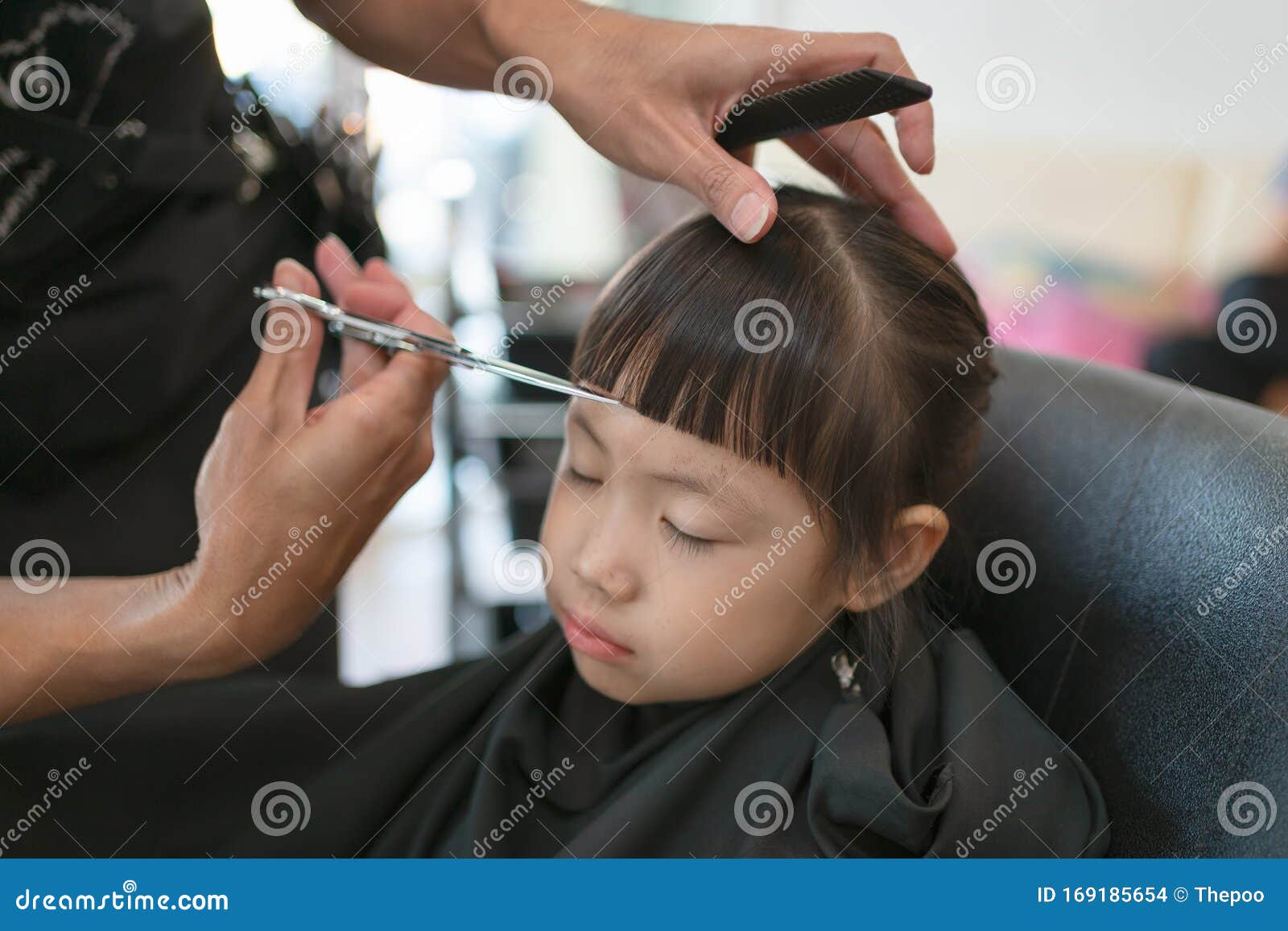 Ladies haircut in barbershop