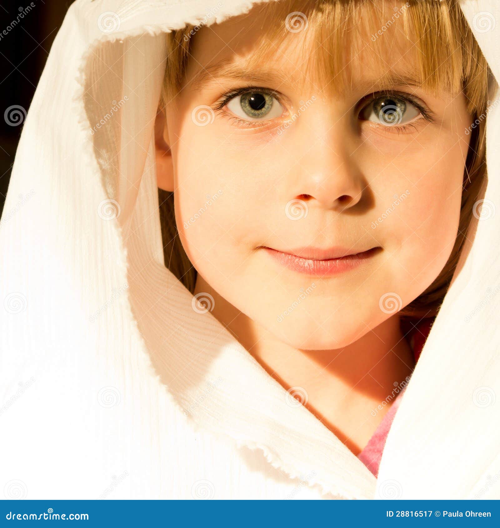 Little Girl Getting Ready for Nativity Play Stock Image Image of