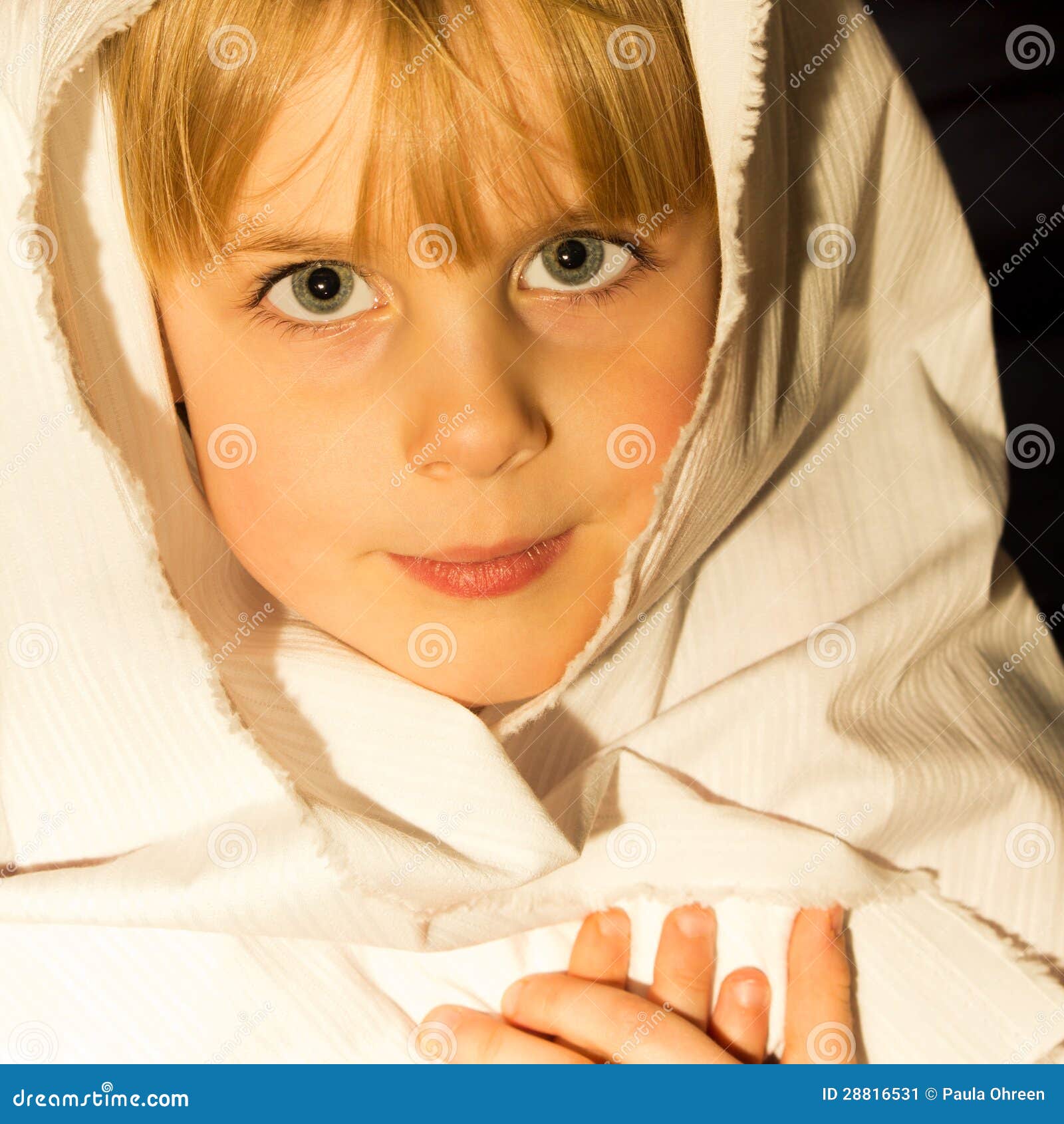 Little Girl Getting Ready for Nativity Play Stock Image Image of
