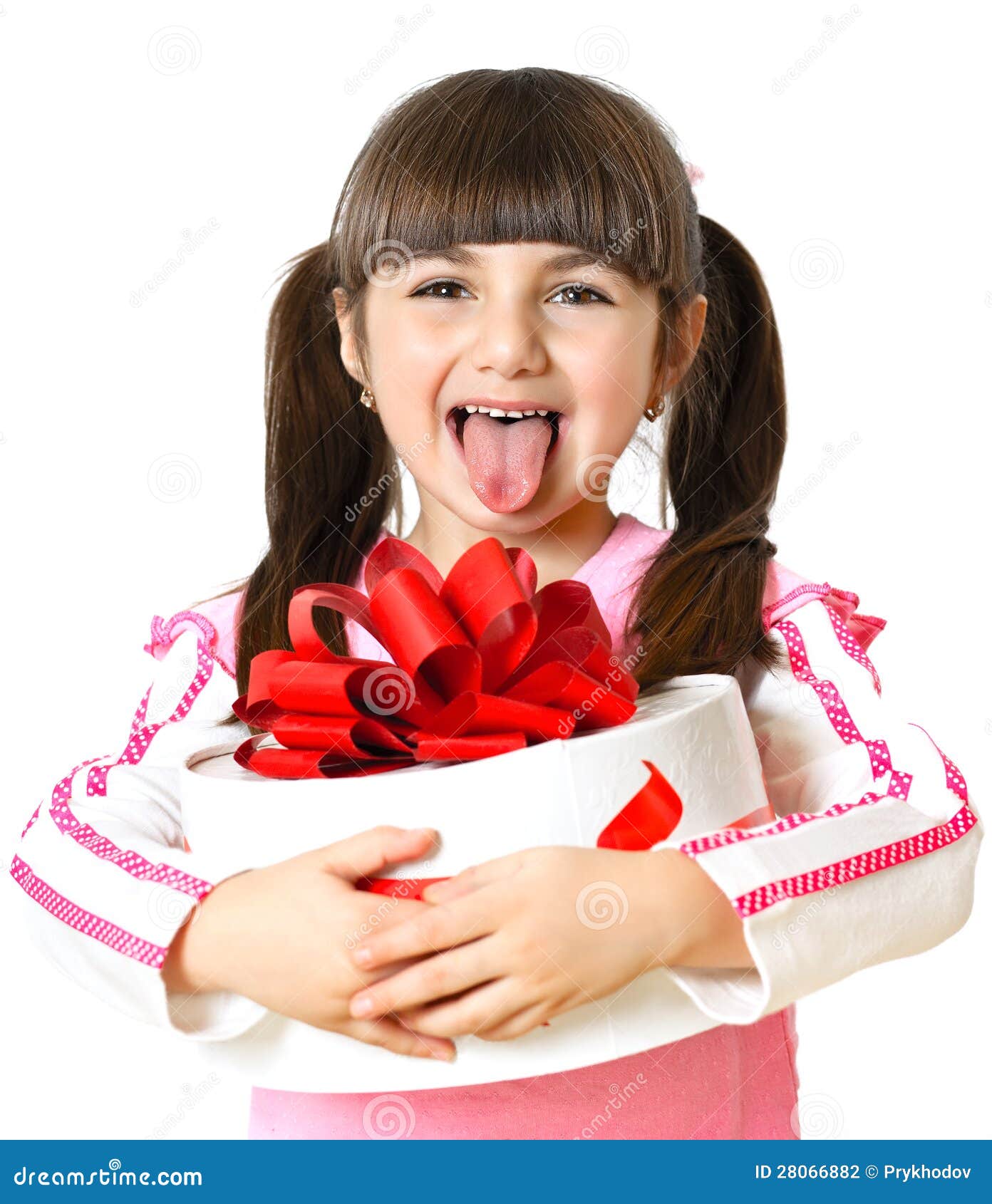 Little Girl with a Gift on White Background Stock Photo - Image of  birthday, lifestyles: 28066882, image size:1392x1690