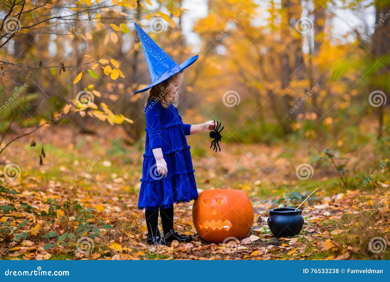 Little Girl on Halloween Trick or Treat Stock Photo - Image of holiday ...