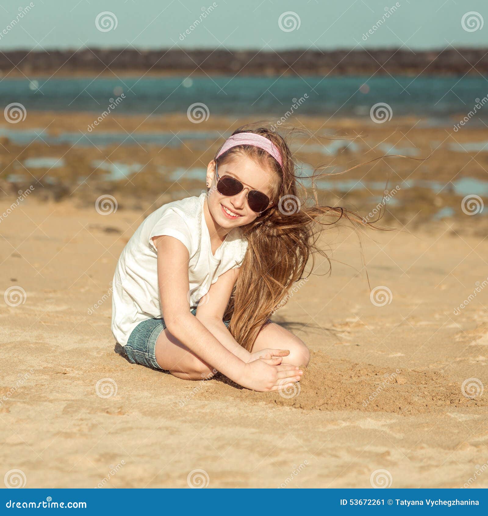 Little Girl in a Hat on the Beach Stock Image Image of adorable, girl