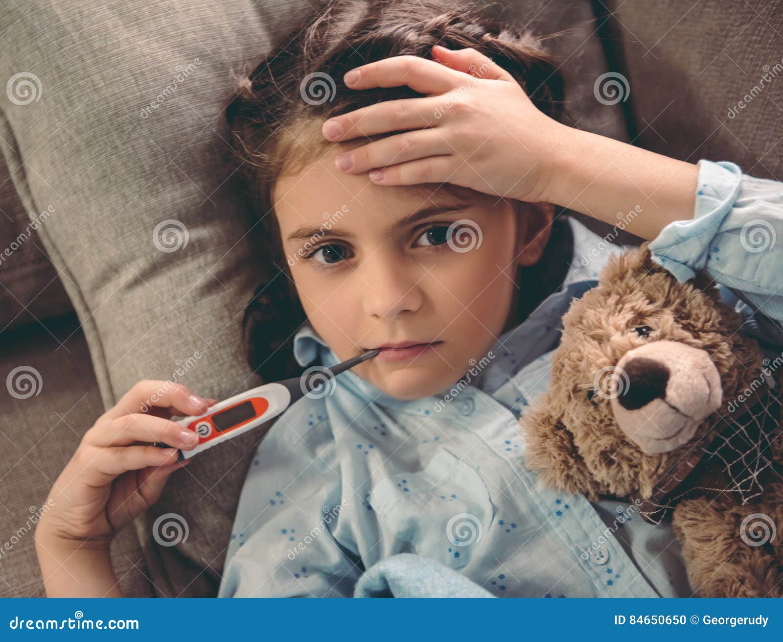 Little girl having a cold stock photo. Image of indoors 84650650