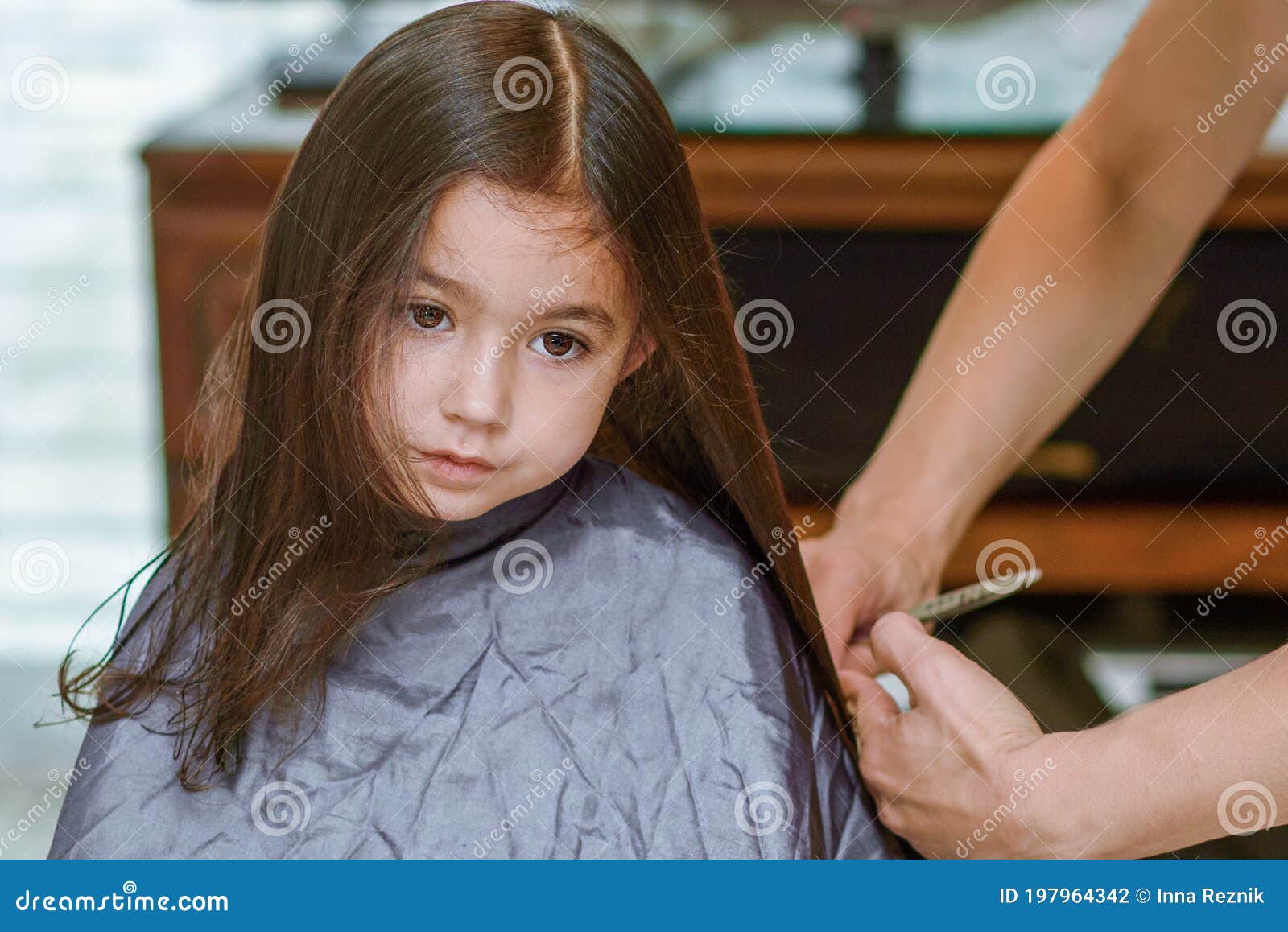 Little Girl Having Her Hair Cut. Little Girl Sitting in Beauty Hair Salon  Style for Children. Stock Photo - Image of hair, head: 197964342