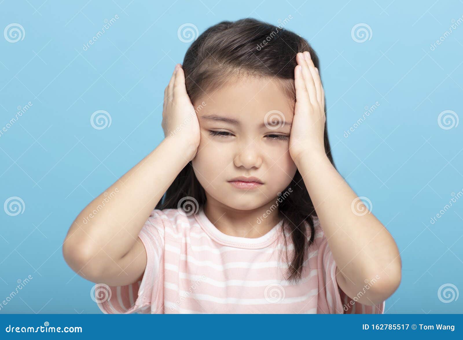 Little Girl with Headache and Problems Stock Image Image of pain