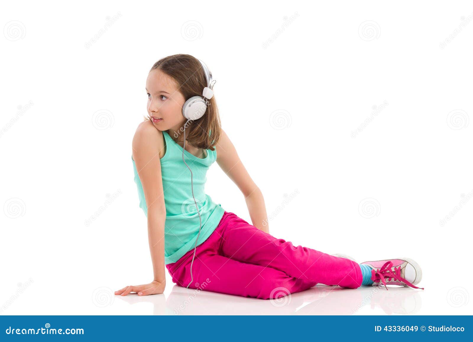 Little Girl In Headphones Looking Back Stock Image Image of headphones, comfortable 43336049