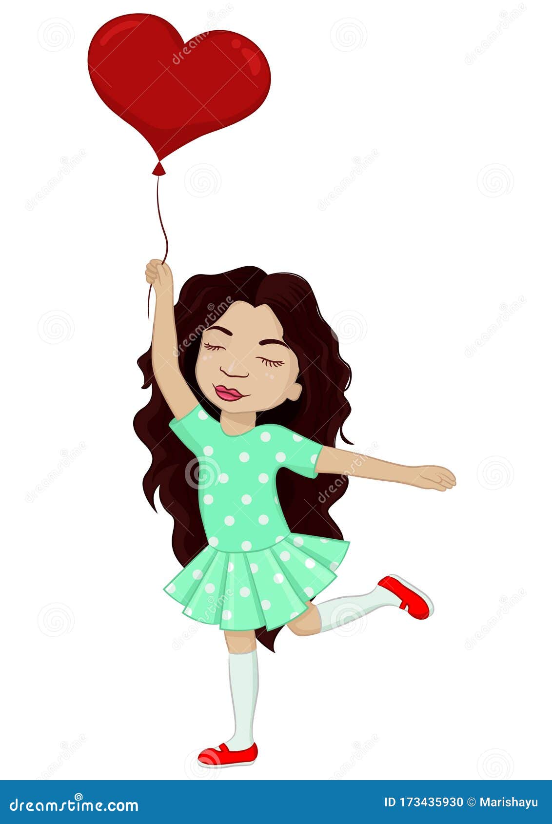 Little Girl with Heart Balloon Stock Vector Illustration of love, little 173435930