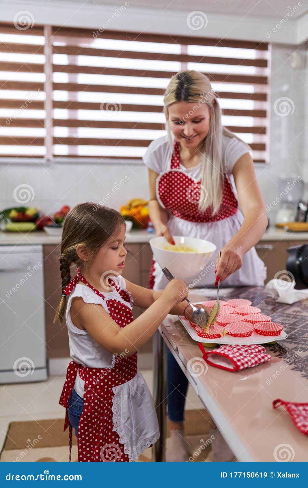 Mother And Daughter In The Kitchen Stock Image Image Of Little Cake 177150619 