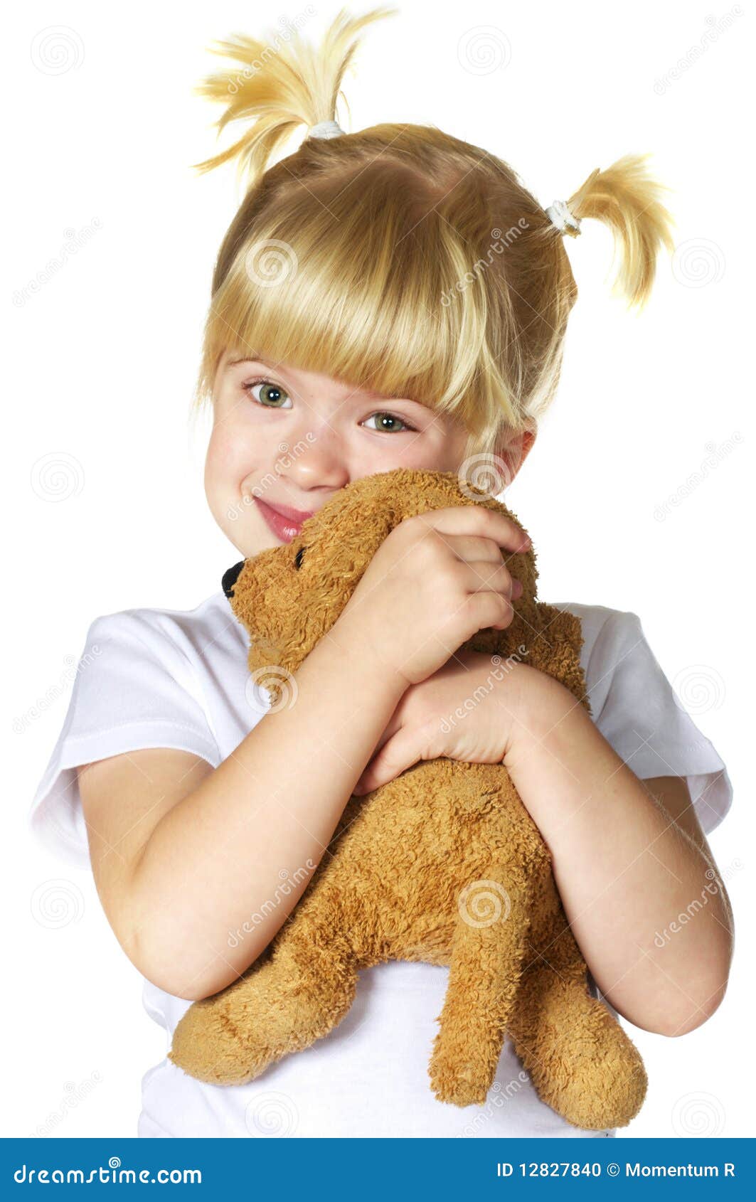 Little Girl with Her Puppy Toy Stock Photo - Image of cute, happy: 12827840