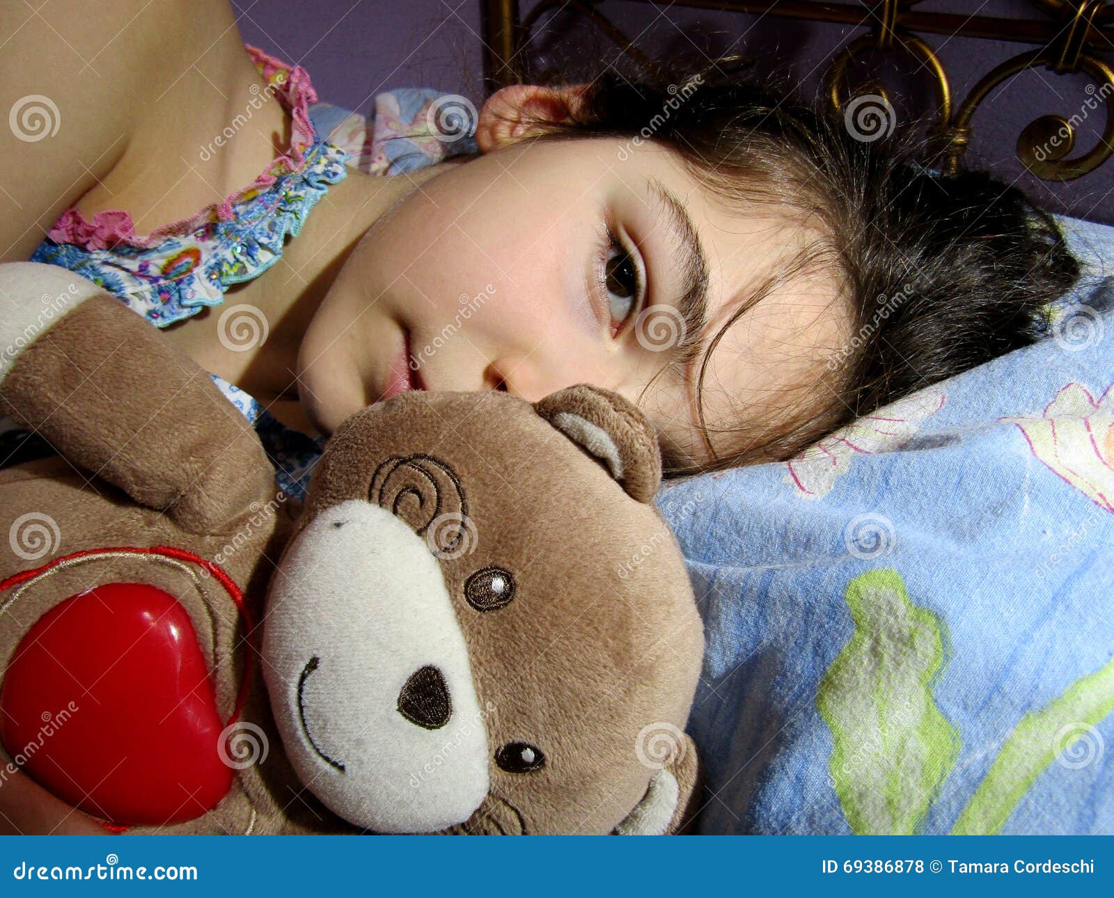 Little Girl With Her Teddy Bear Stock Photo Image of 