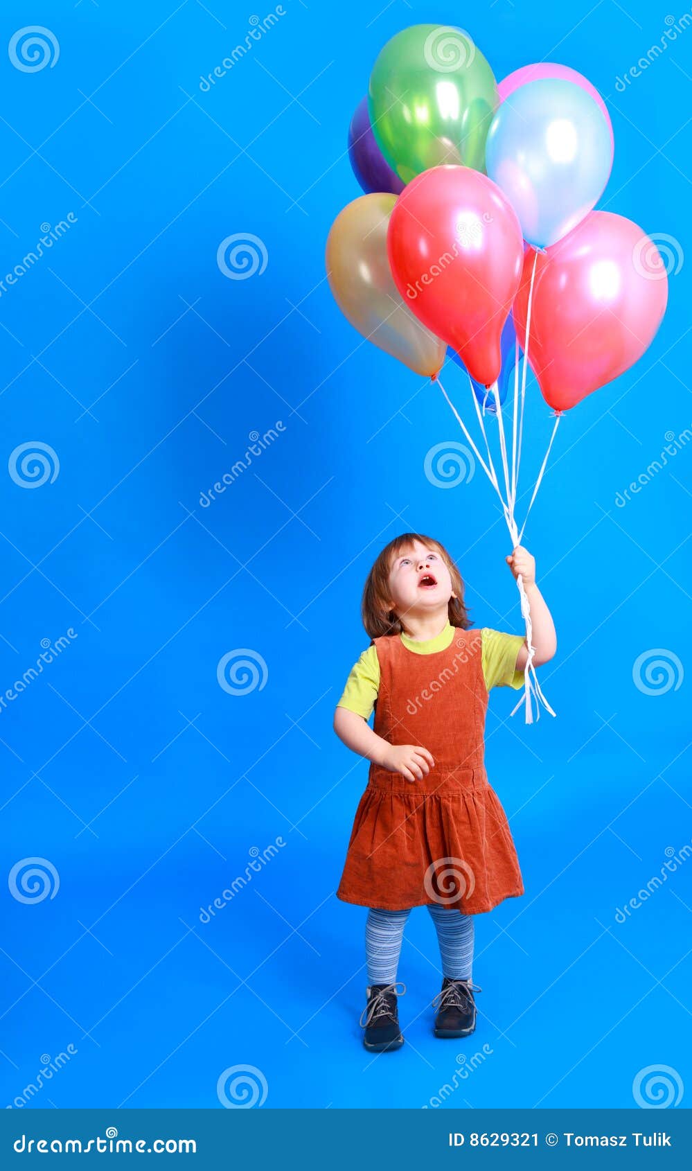Little Girl Holding Balloons Stock Image Image of pretty, contact