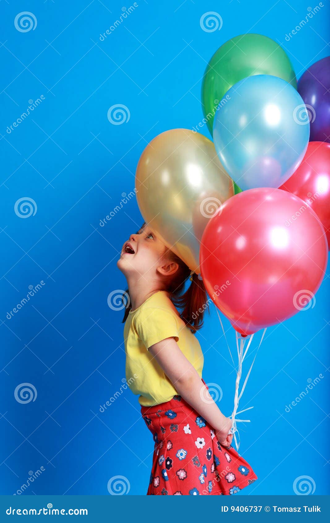 Little Girl Holding Balloons Stock Image Image of happy, pretty 9406737