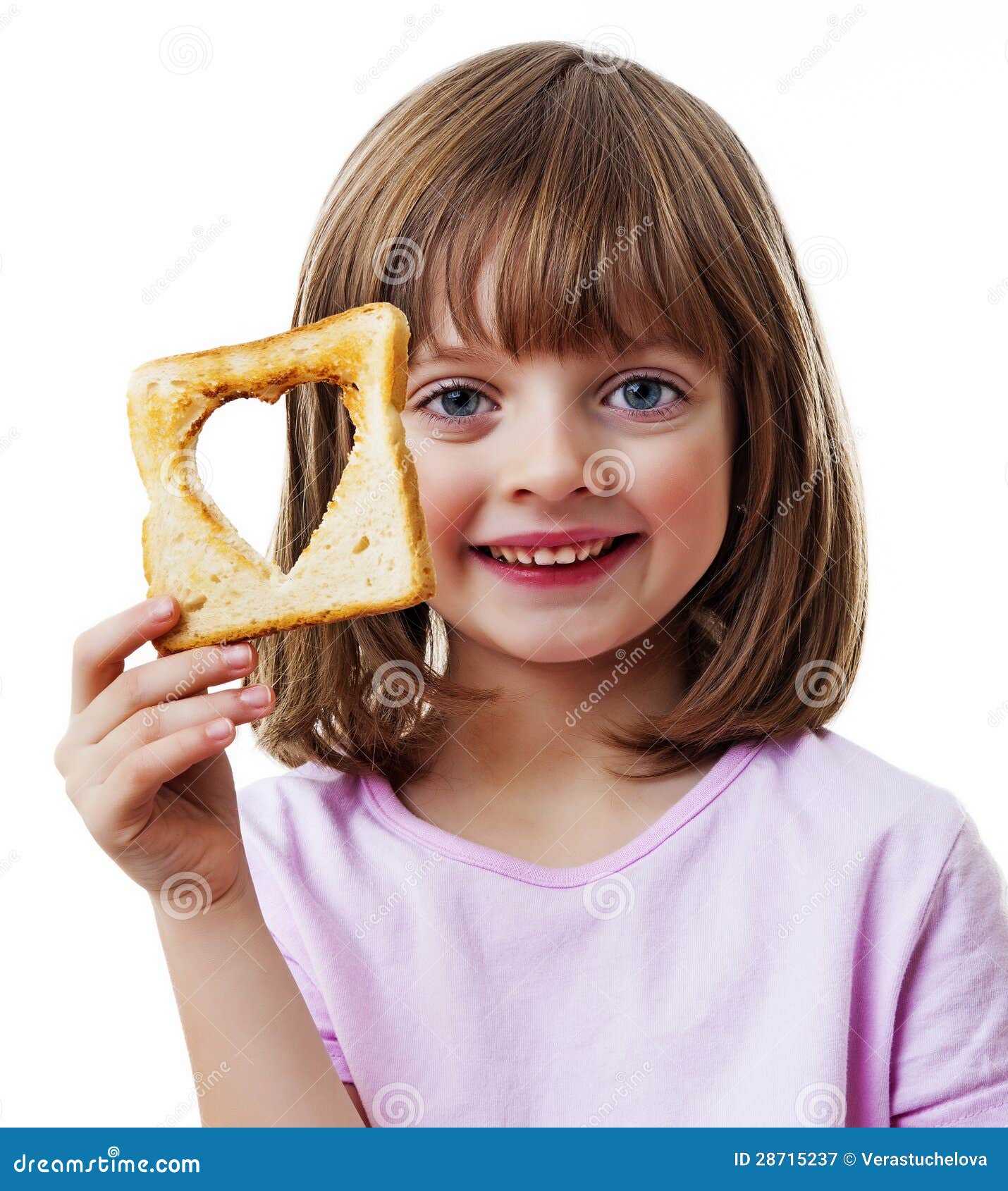 Little girl holding bread stock image. Image of appetizing 28715237