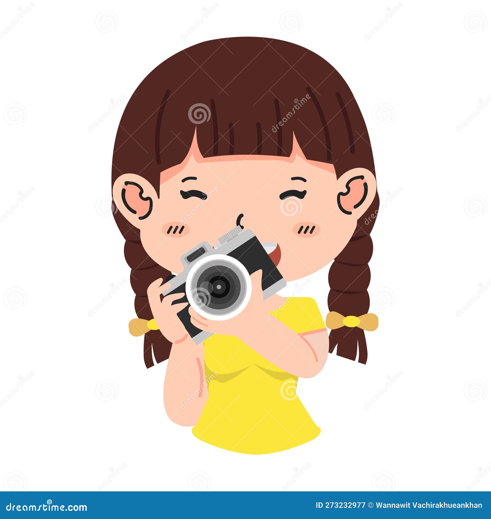 Little Girl Holding Camera Cartoon Flat Stock Vector - Illustration of ...