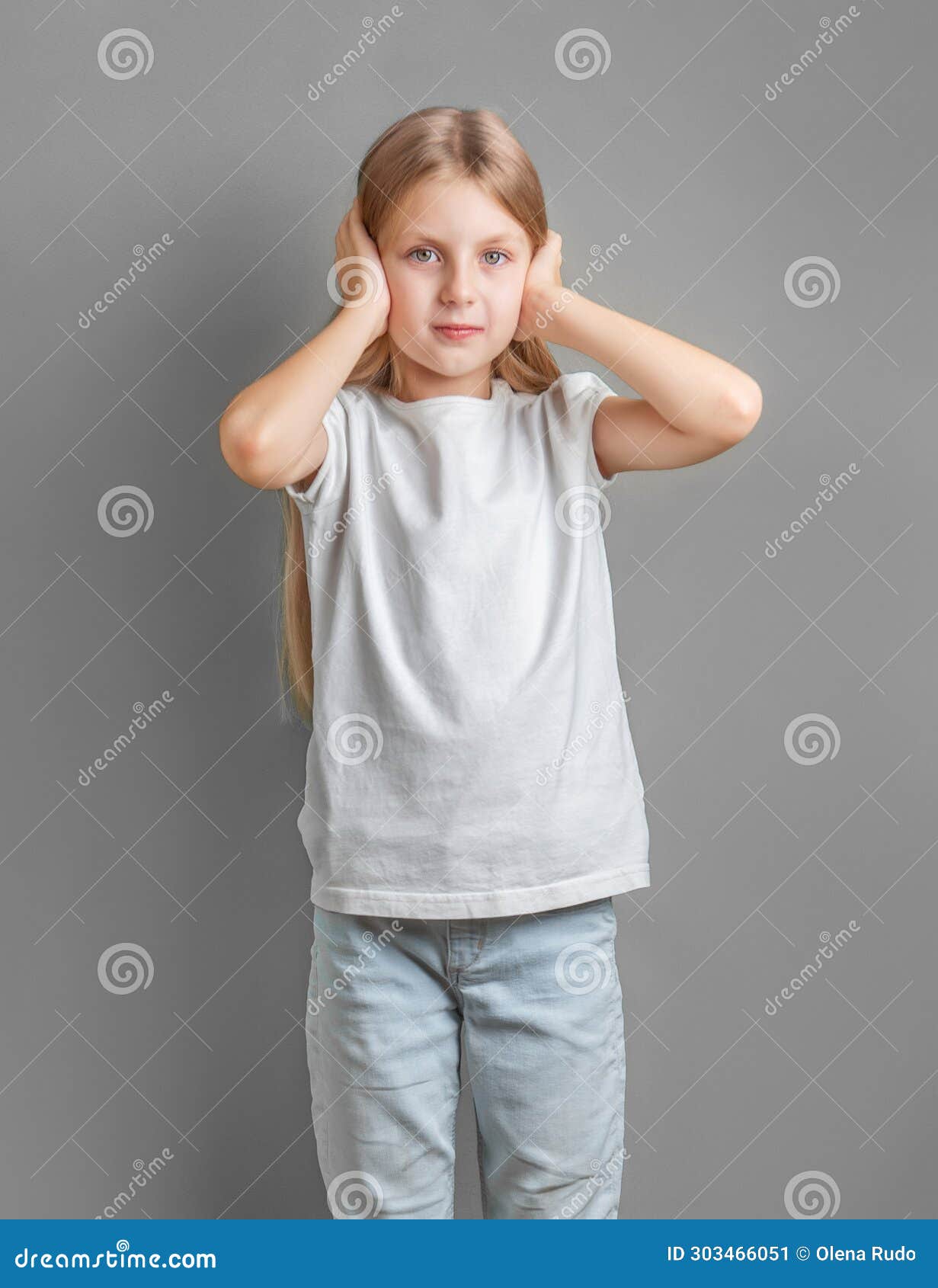 Little Girl Holding Her Head Stock Image Image of person, child