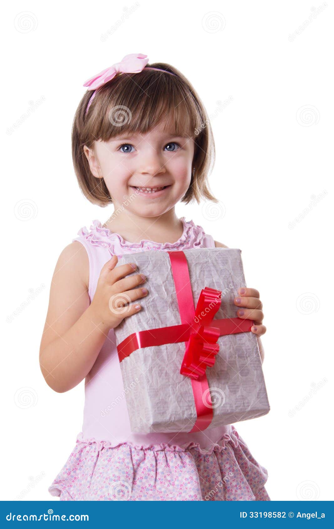 Little Girl Holding Present Box Stock Photo Image of caucasian