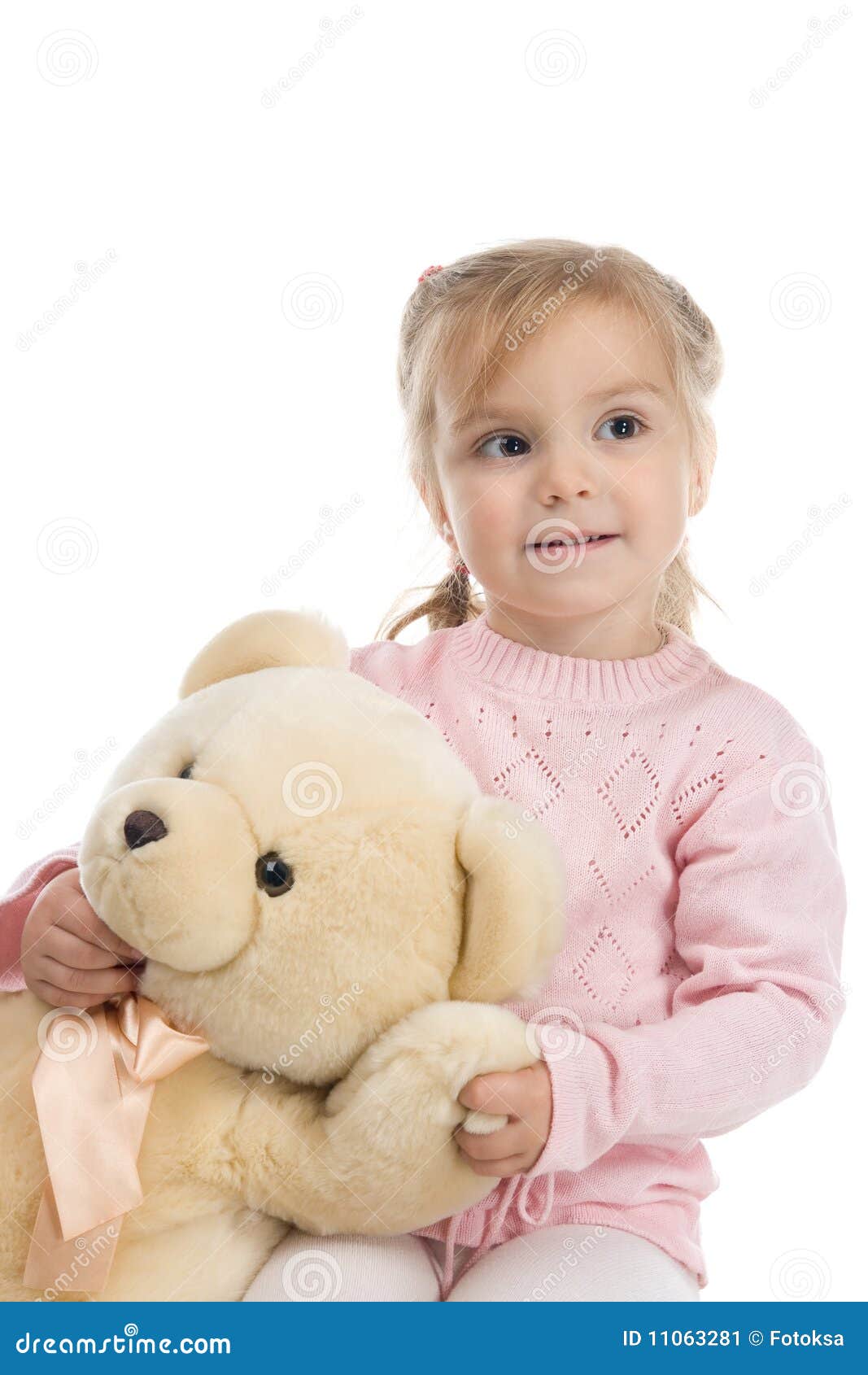 Little Girl Holding a Teddy Bear Stock Image - Image of teddy, smiles ...