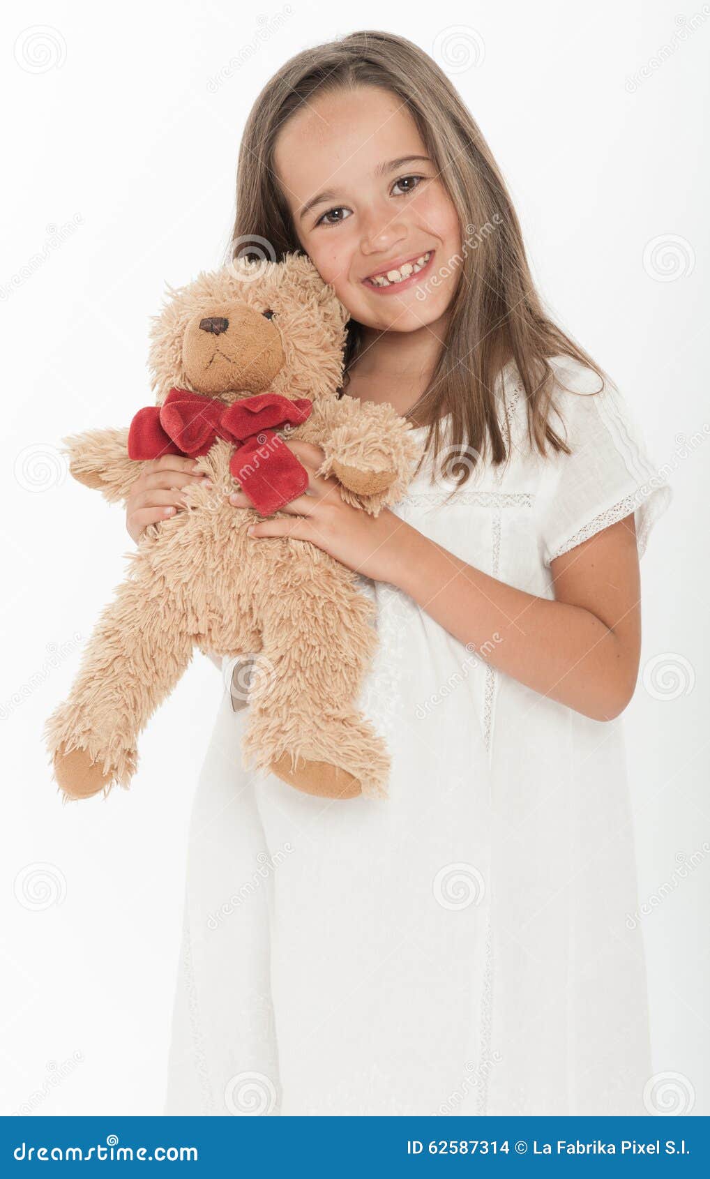 Little Girl Holding Teddy Bear Stock Photo - Image of cute, love: 62587314