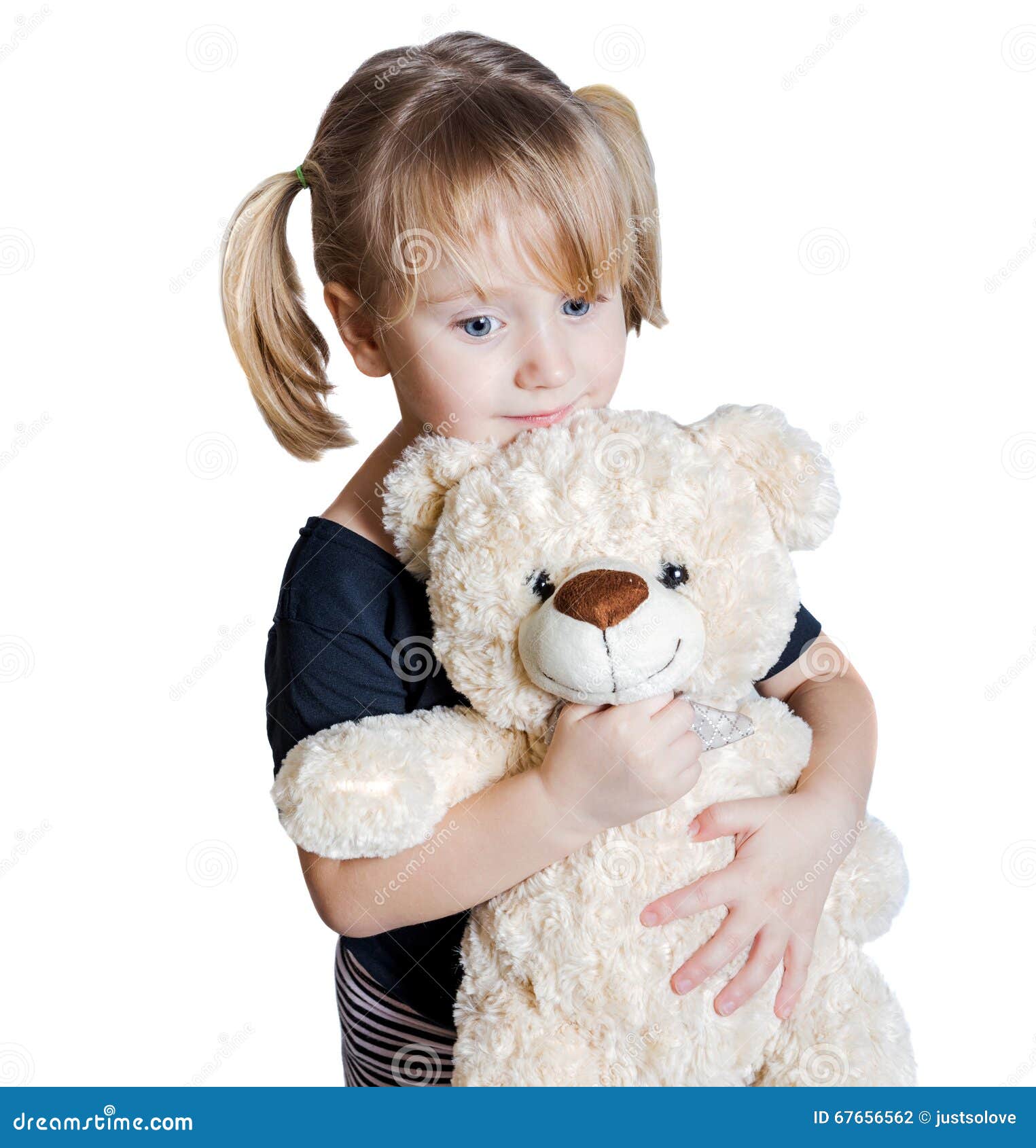 Little Girl Holding a Teddy Bear Stock Photo - Image of bear, isolated ...