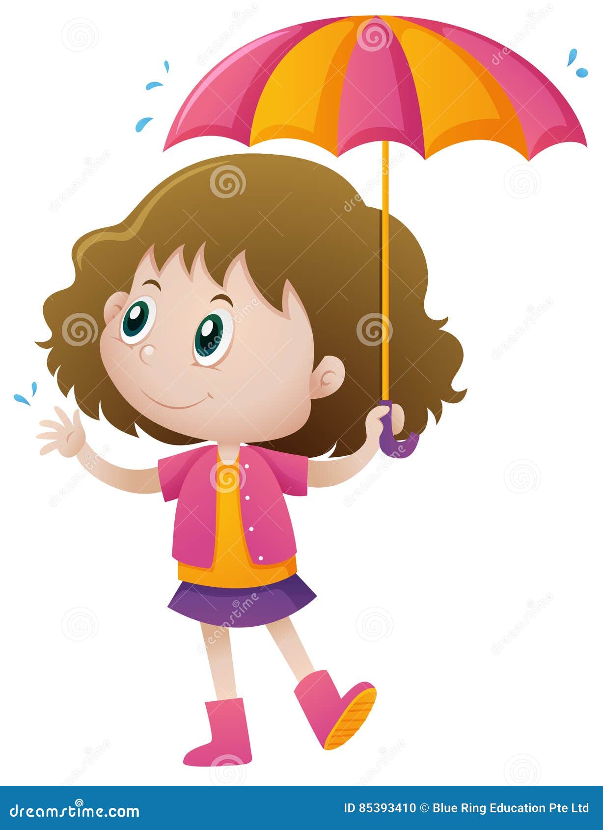 Little Girl Holding Umbrella Stock Vector - Illustration of child ...