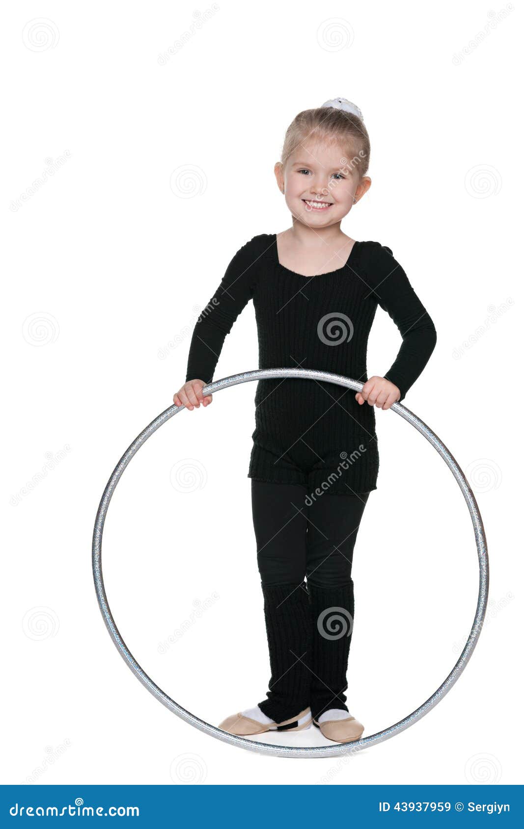 Little girl with a hoop stock image. Image of child, female 43937959