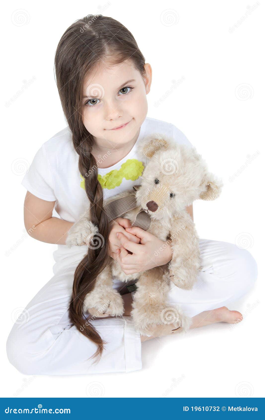 Little Girl Is Hugging Teddy Bear Stock Photography - Image: 19610732