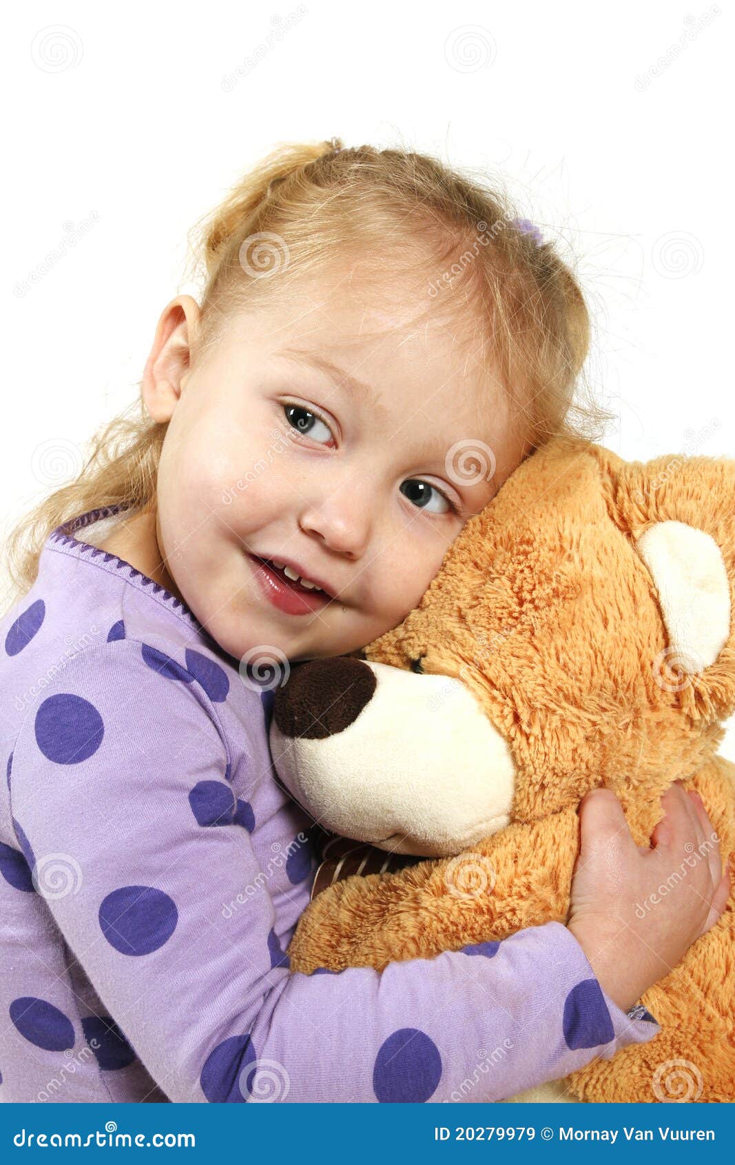 Little Girl Hugging A Teddy Bear Royalty Free Stock Images - Image ...