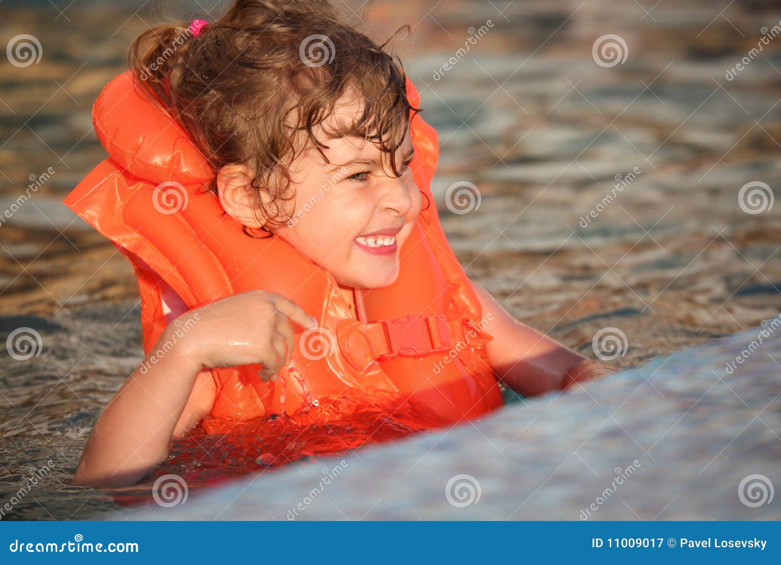 Little Girl in Inflatable Waistcoat in Pool Stock Image - Image of ...