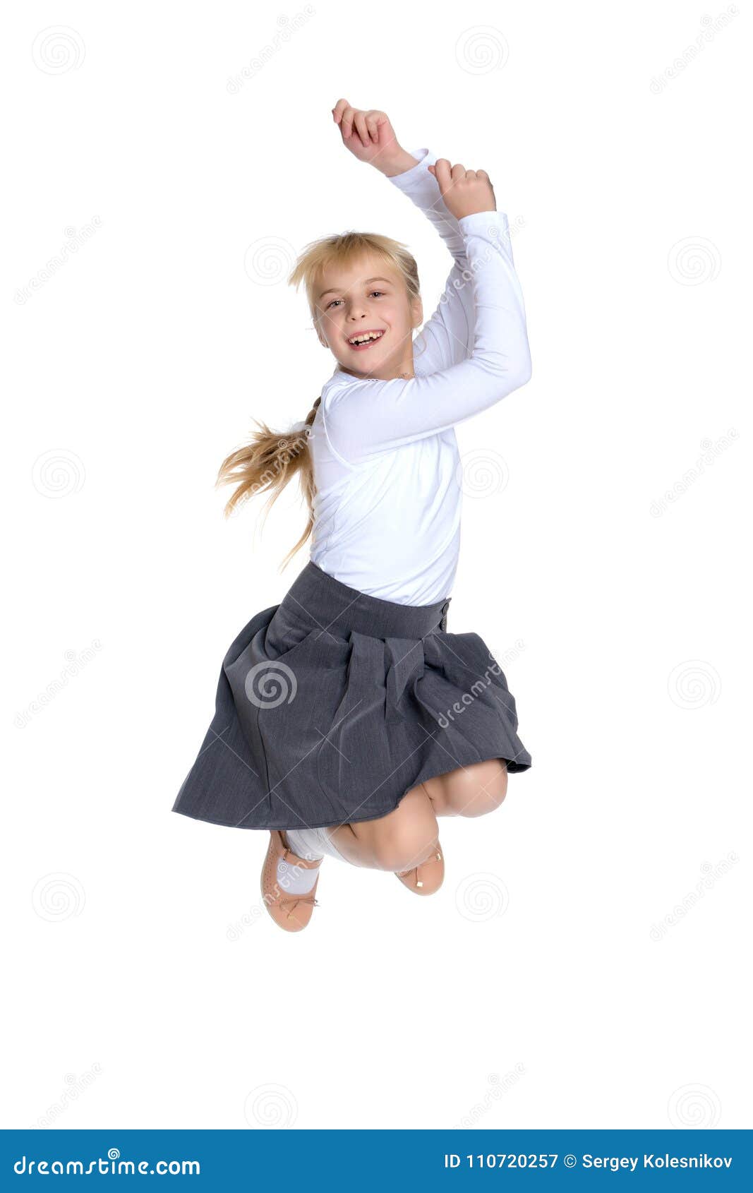 Little girl is jumping. stock image. Image of beauty - 110720257