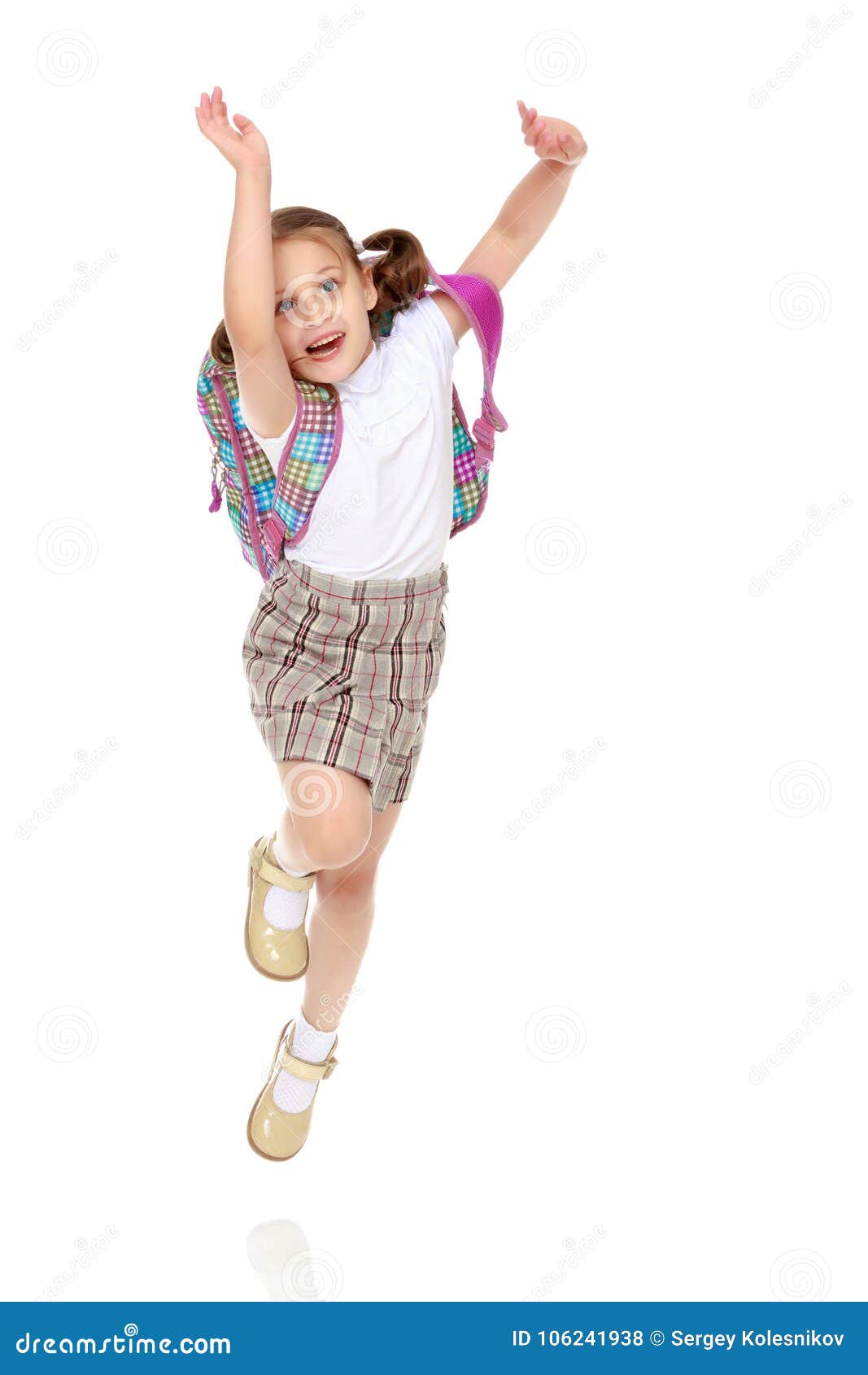 Little girl is jumping. stock photo. Image of beauty - 106241938