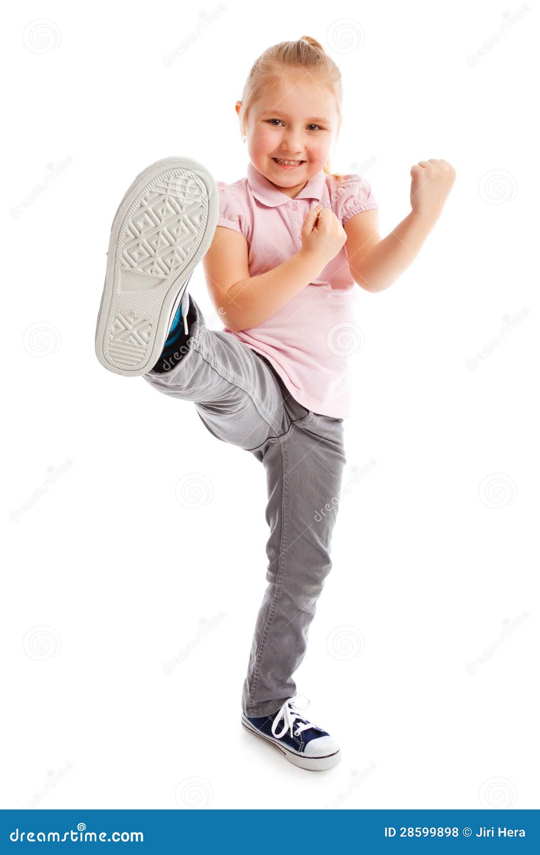 Little Girl Kick By Foot. Royalty Free Stock Photos Image 28599898