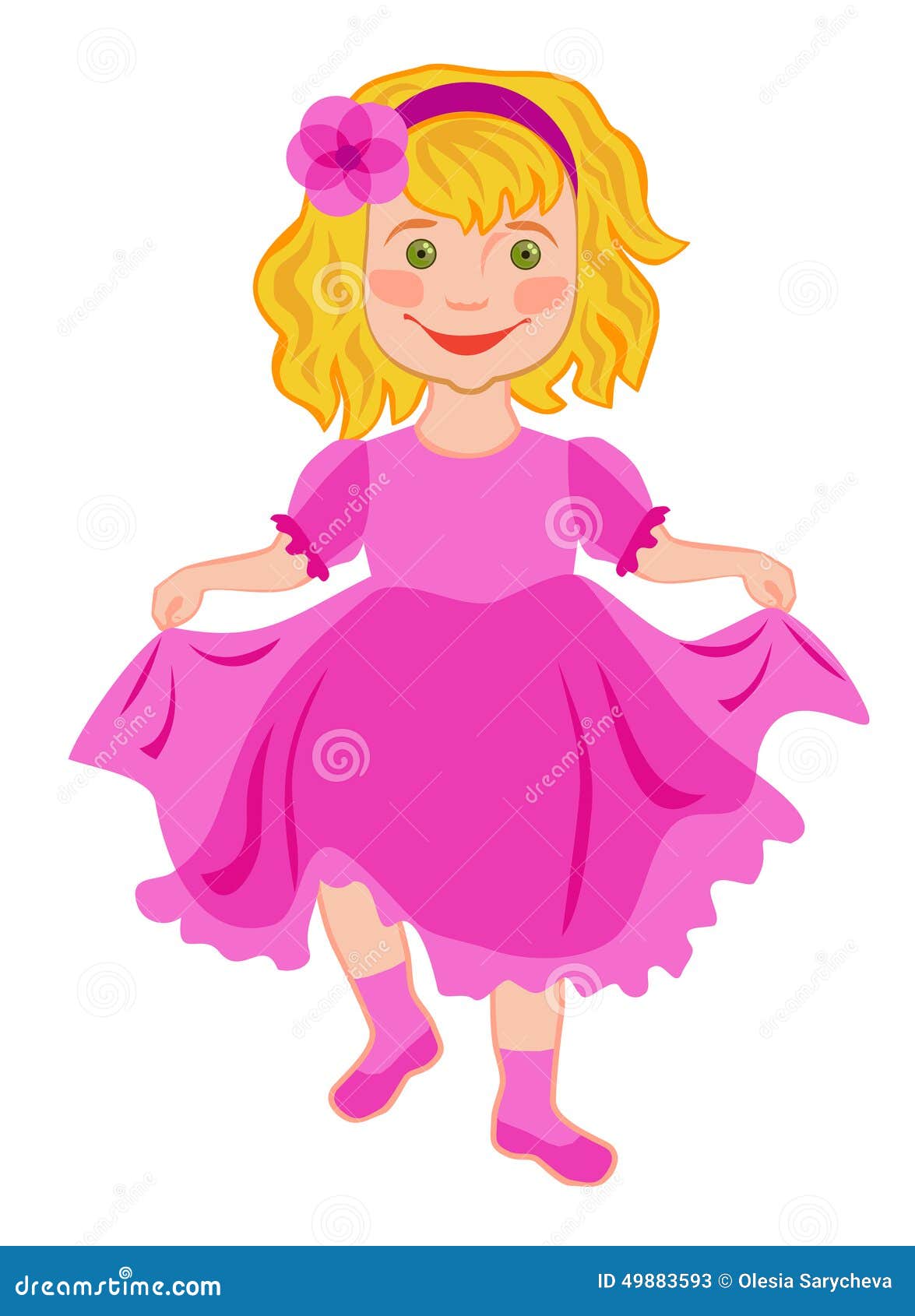 Little Girl Laughs and Dances Stock Illustration - Illustration of ...